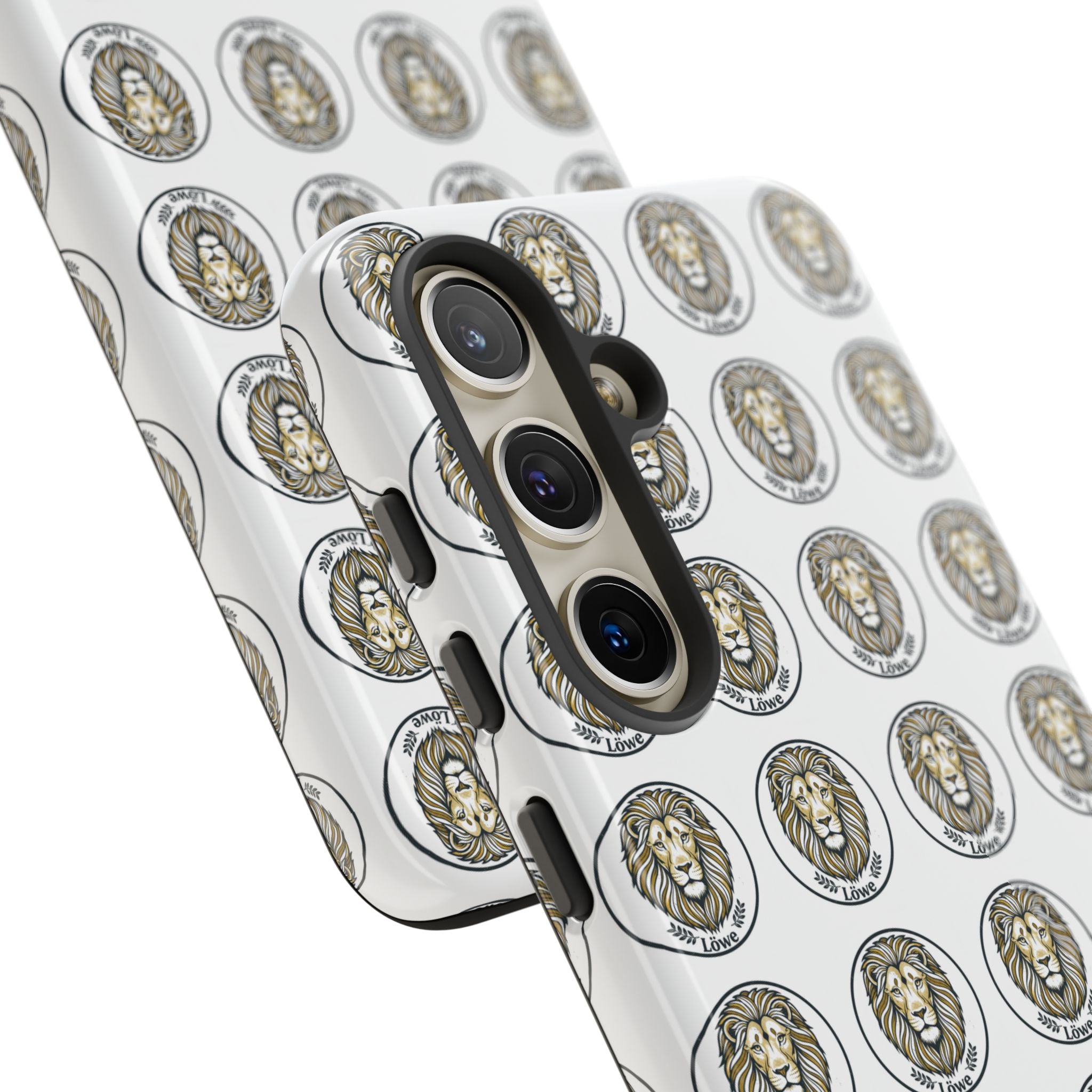 Lion Seal Pattern Phone Case — Protective Tough Case with Vintage Heraldic Design