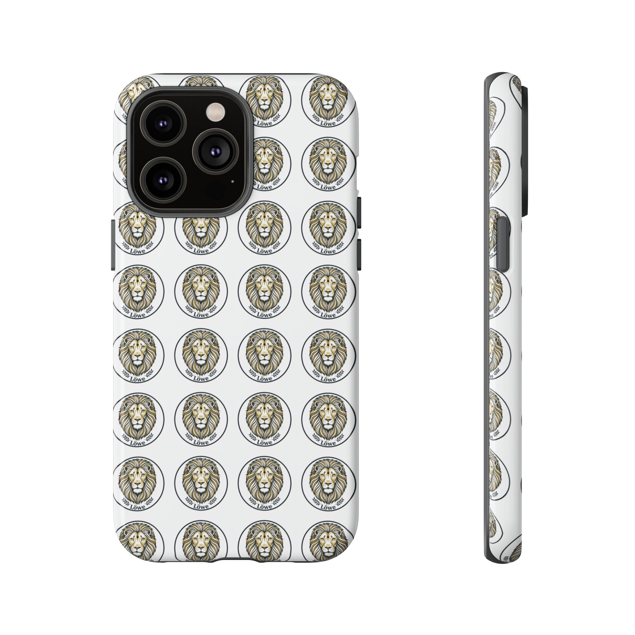 Lion Seal Pattern Phone Case — Protective Tough Case with Vintage Heraldic Design