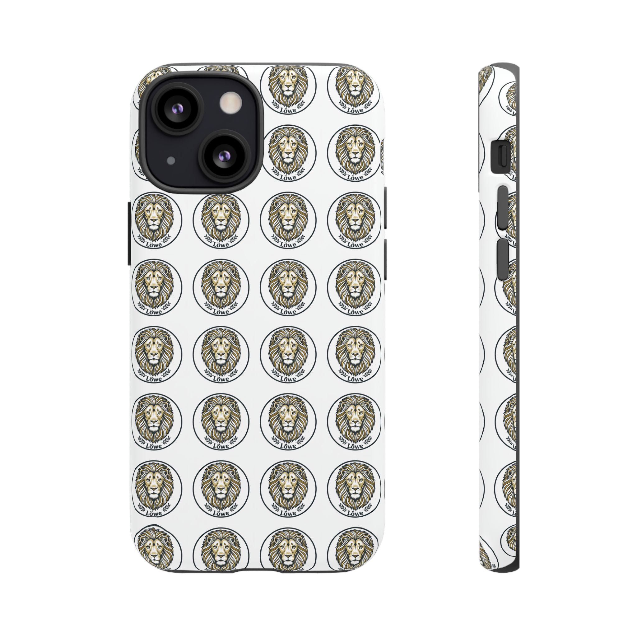 Lion Seal Pattern Phone Case — Protective Tough Case with Vintage Heraldic Design
