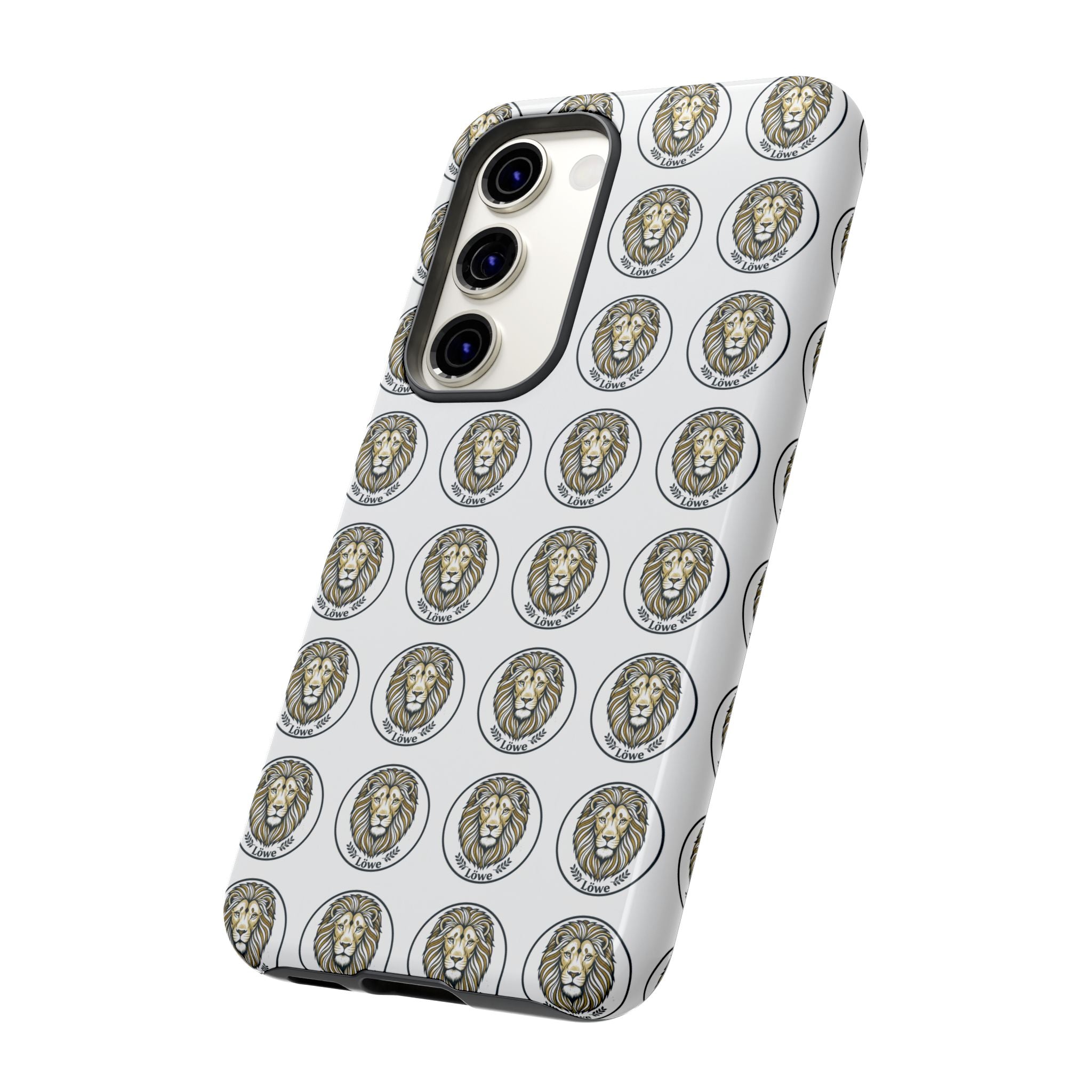 Lion Seal Pattern Phone Case — Protective Tough Case with Vintage Heraldic Design