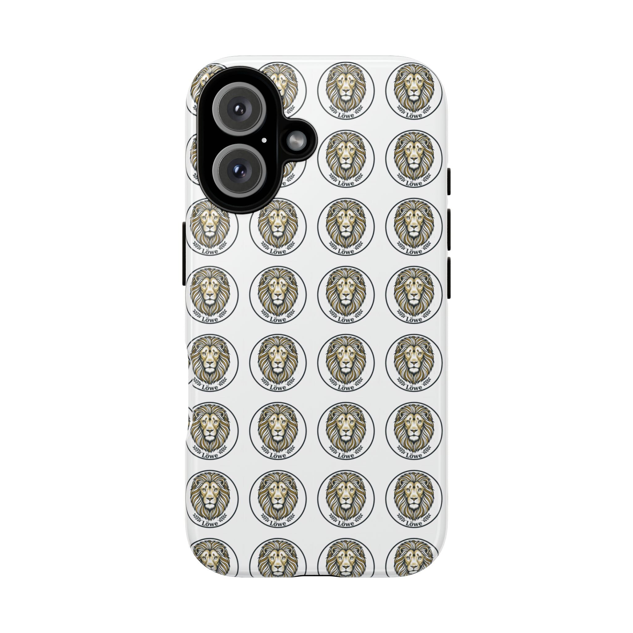 Lion Seal Pattern Phone Case — Protective Tough Case with Vintage Heraldic Design