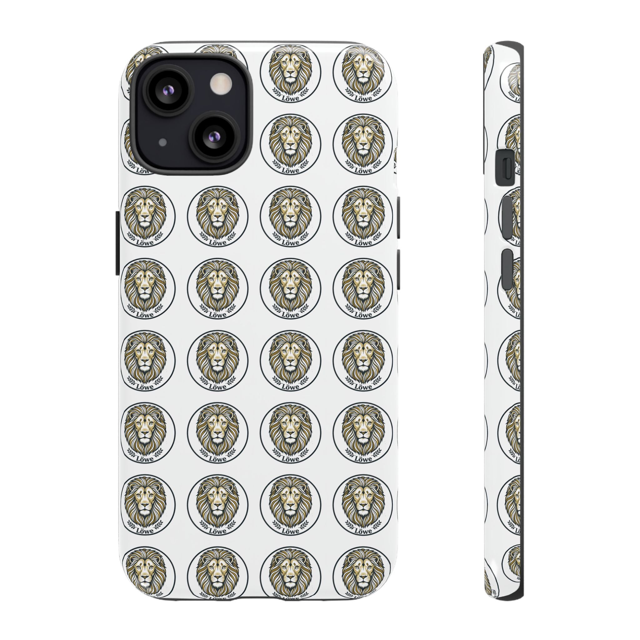 Lion Seal Pattern Phone Case — Protective Tough Case with Vintage Heraldic Design
