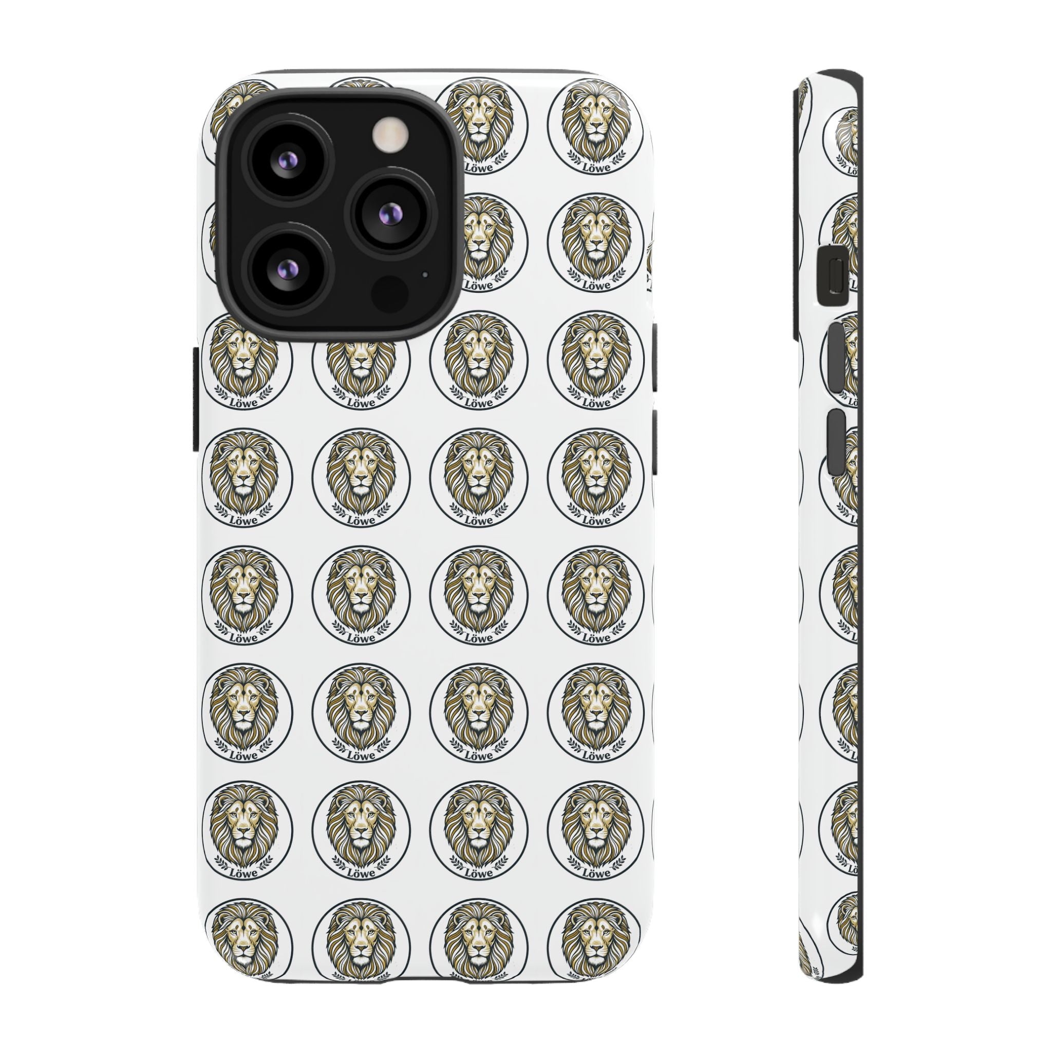 Lion Seal Pattern Phone Case — Protective Tough Case with Vintage Heraldic Design