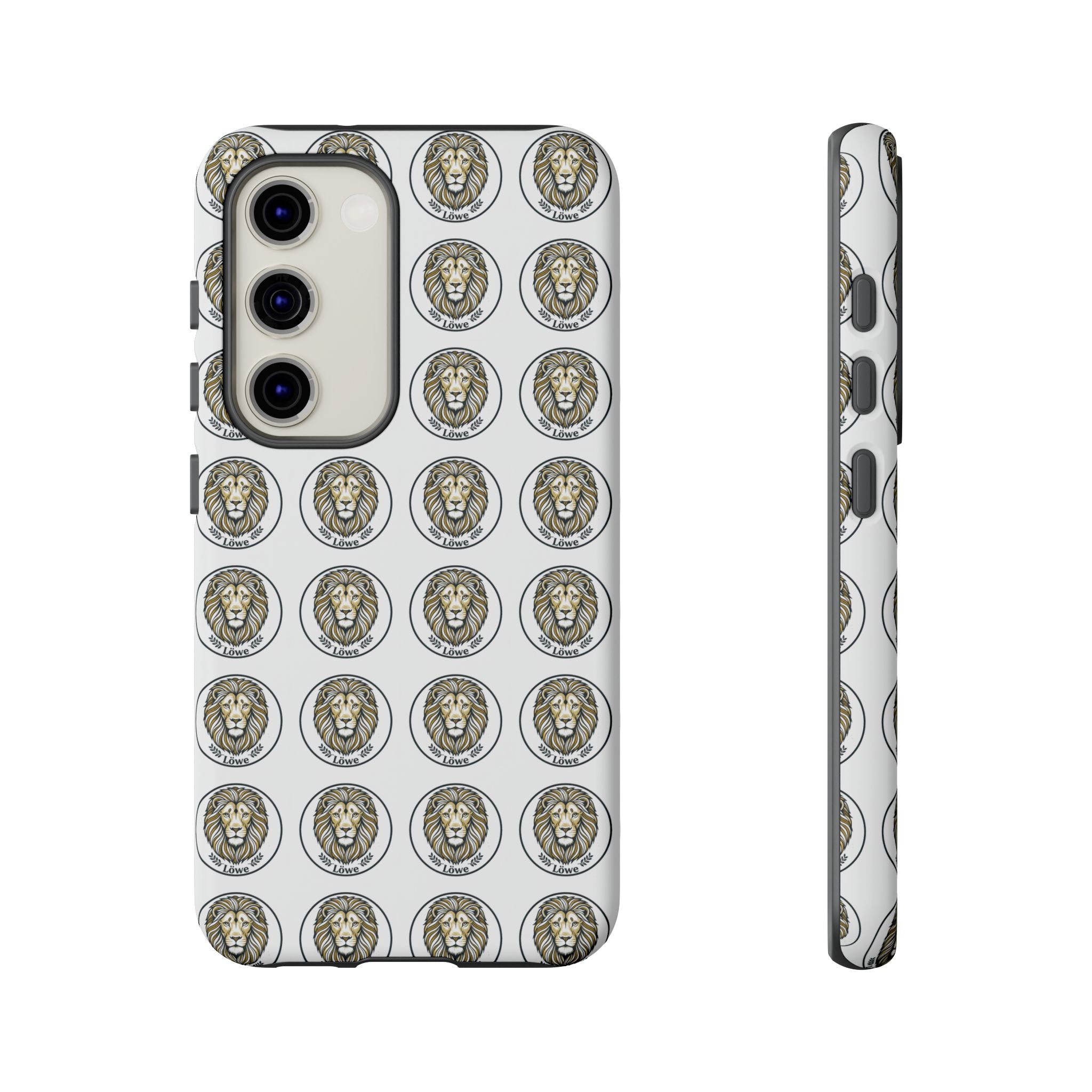 Lion Seal Pattern Phone Case — Protective Tough Case with Vintage Heraldic Design