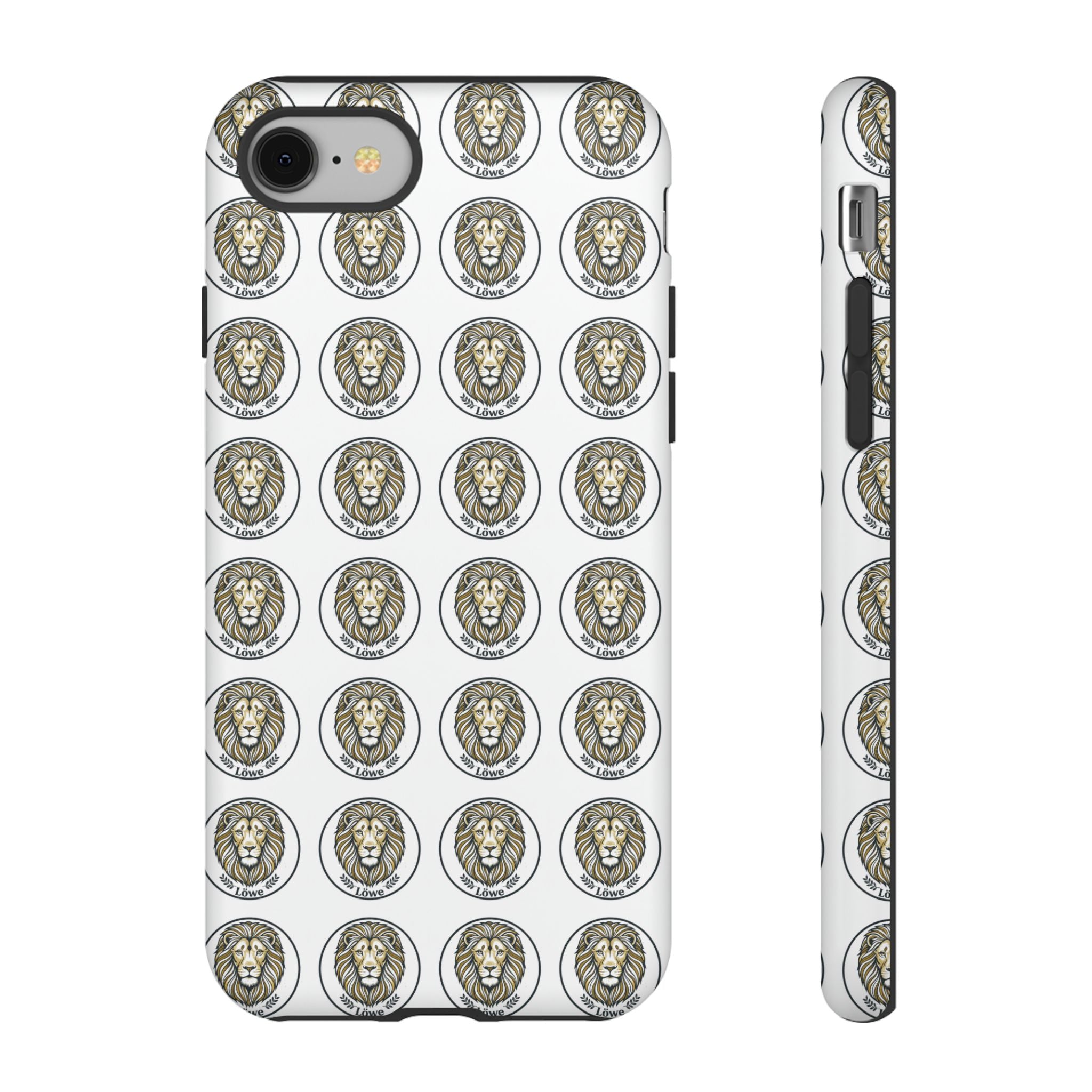 Lion Seal Pattern Phone Case — Protective Tough Case with Vintage Heraldic Design