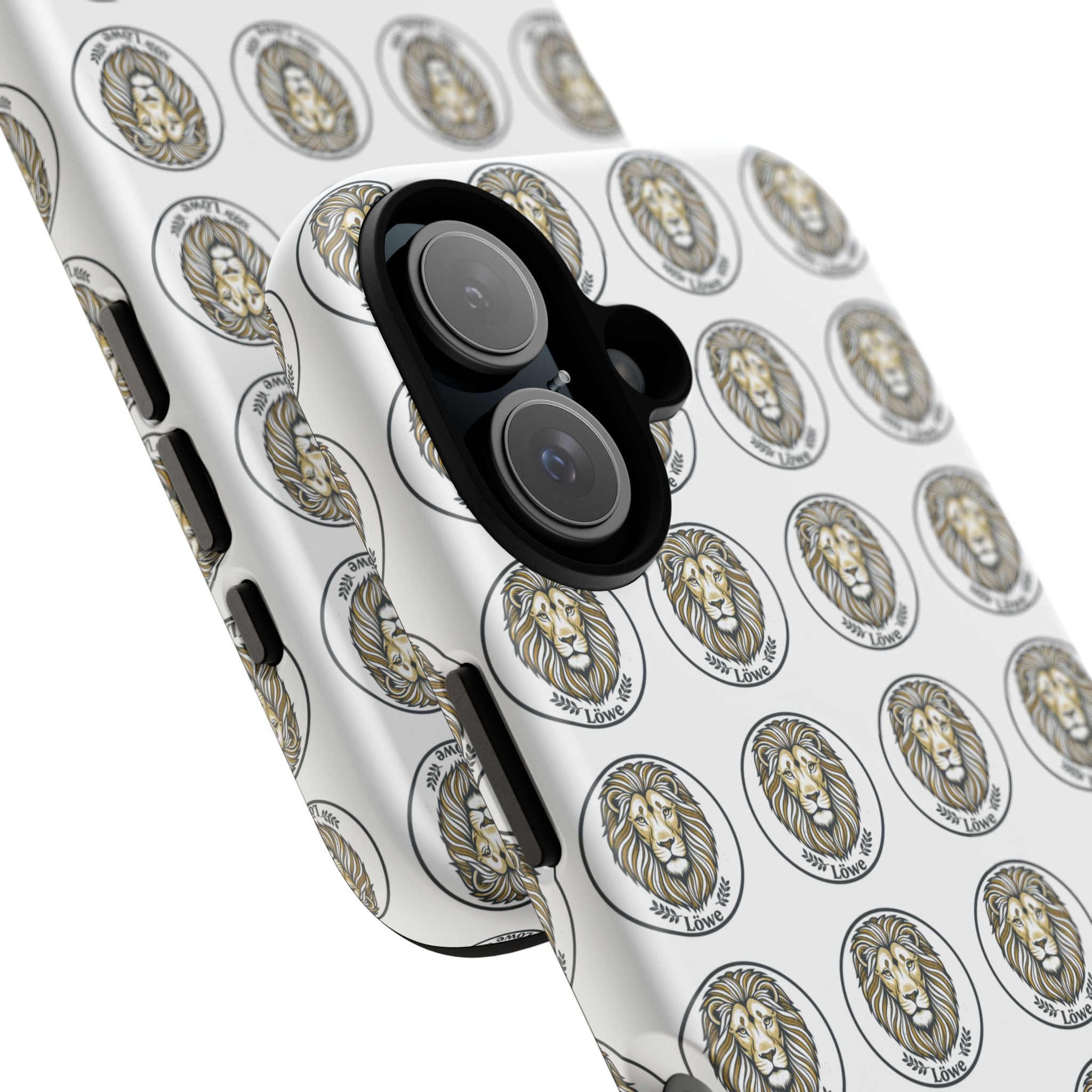 Lion Seal Pattern Phone Case — Protective Tough Case with Vintage Heraldic Design