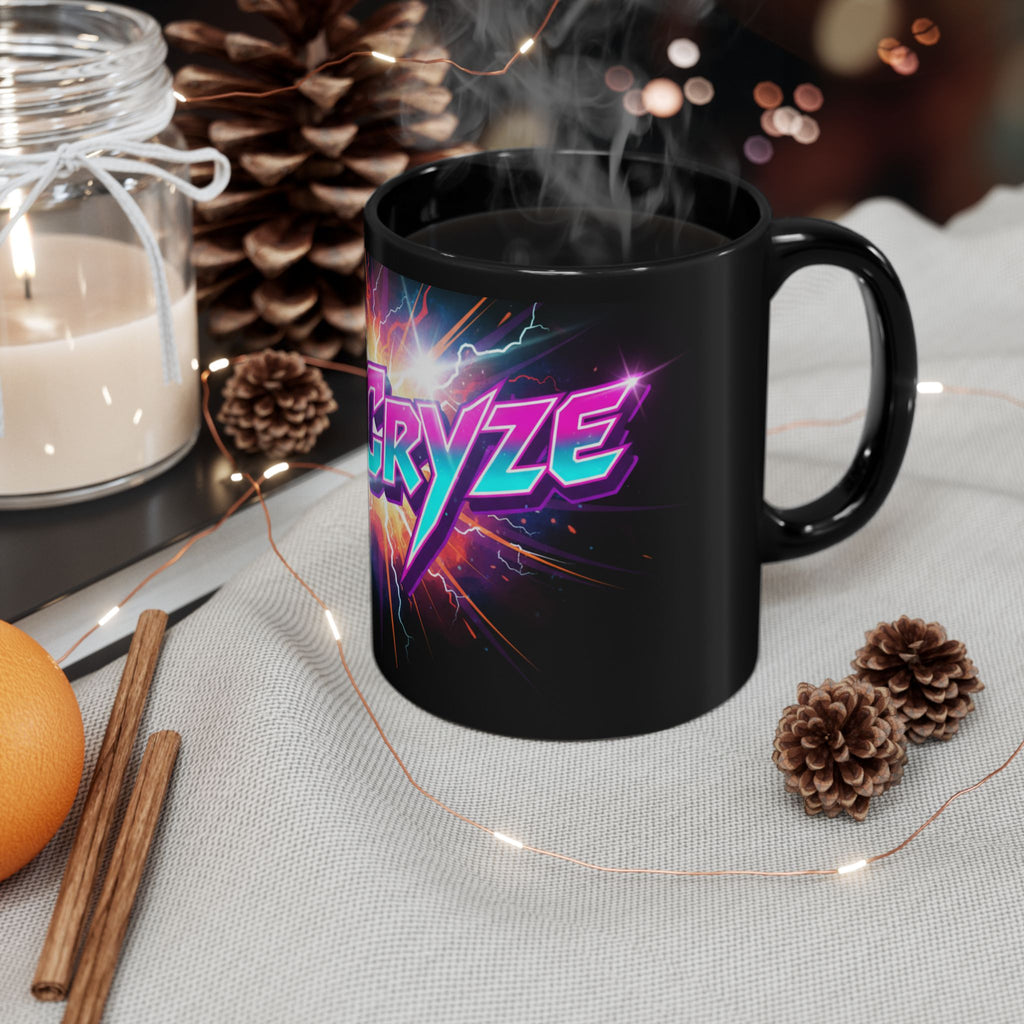Neon Cryze Black Coffee Mug – Retro 80s Lightning Logo (11oz/15oz)