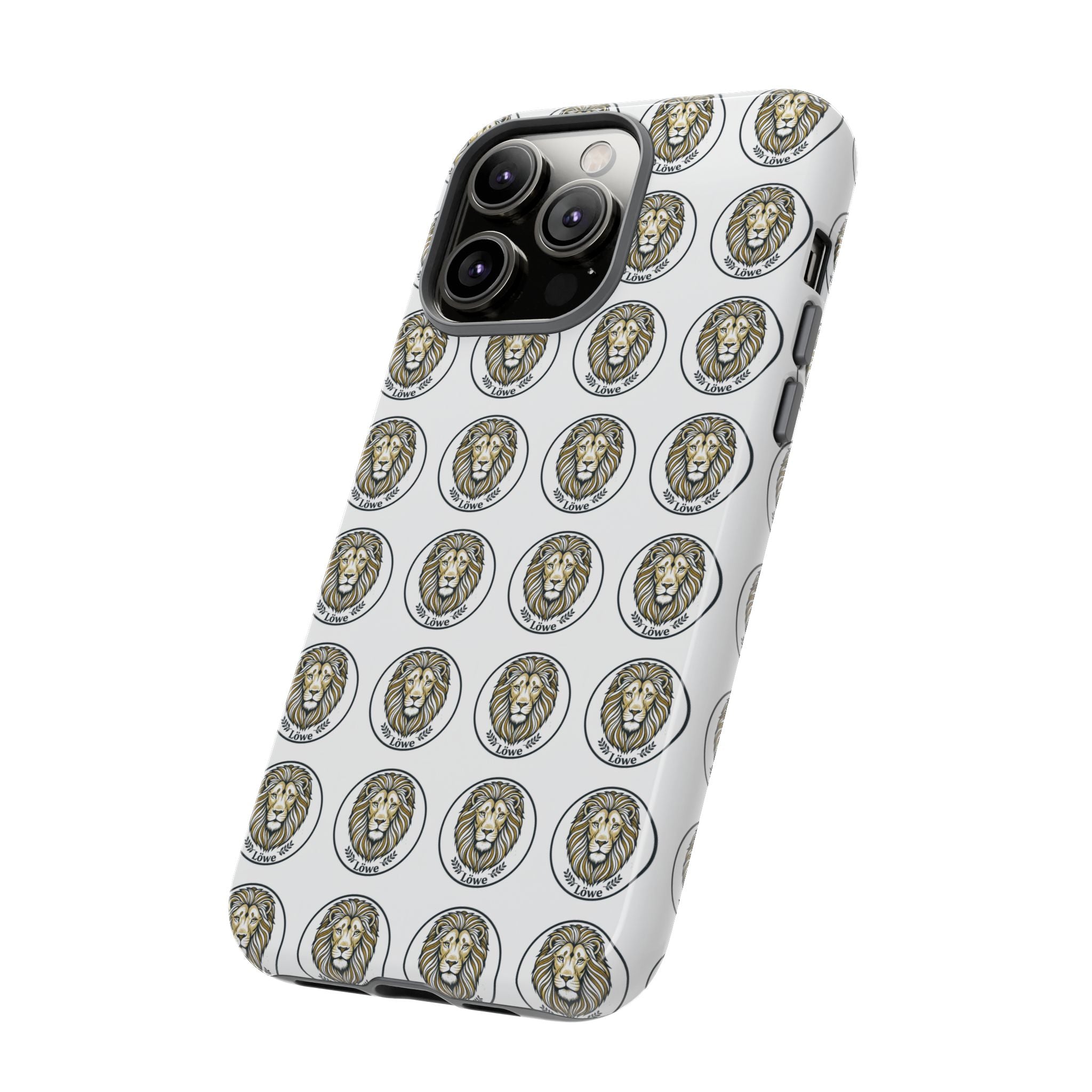 Lion Seal Pattern Phone Case — Protective Tough Case with Vintage Heraldic Design