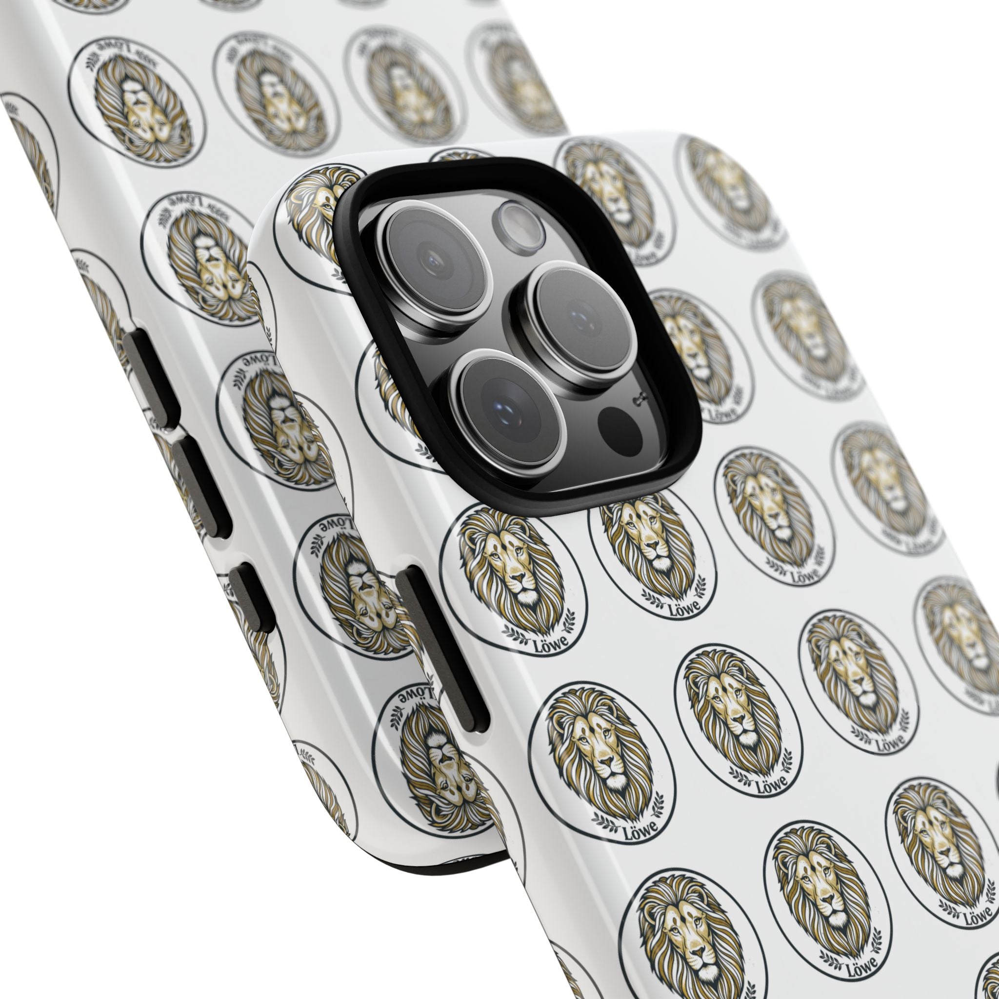 Lion Seal Pattern Phone Case — Protective Tough Case with Vintage Heraldic Design