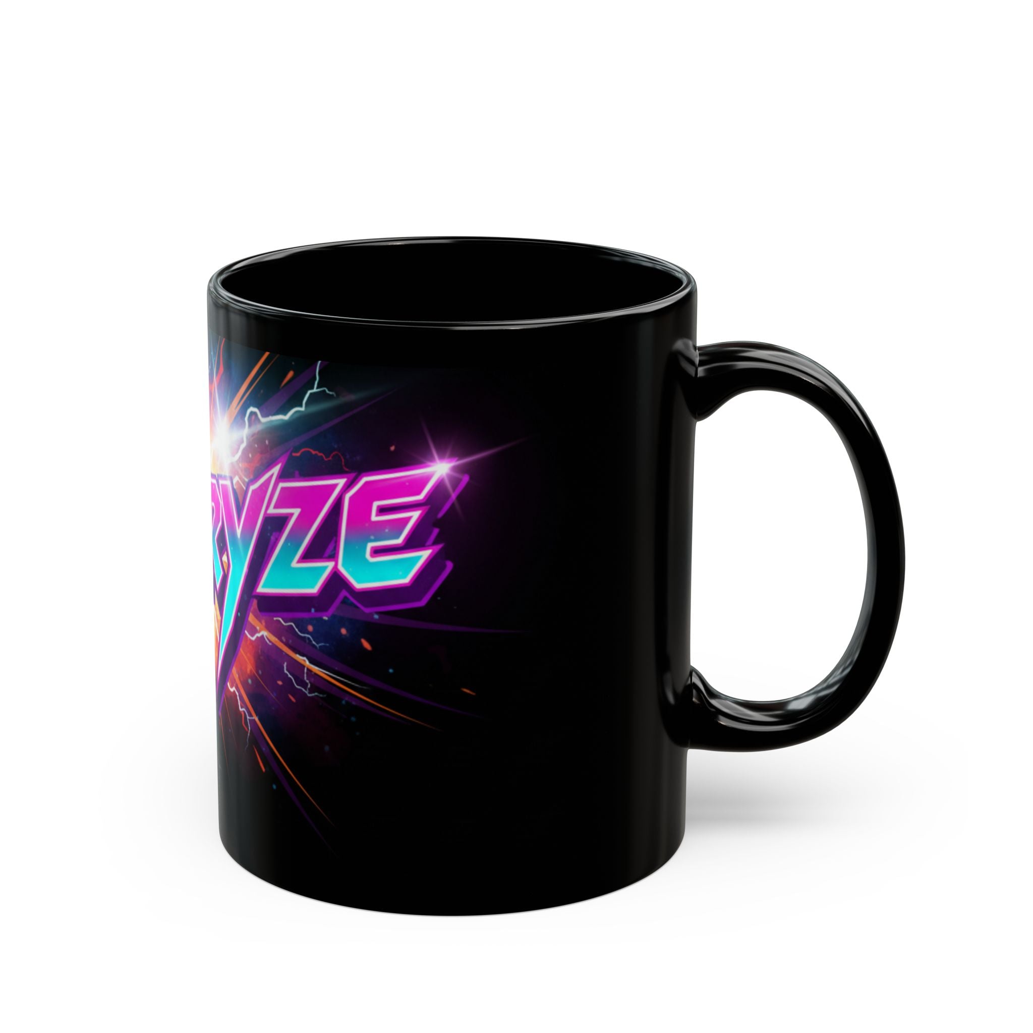 Neon Cryze Black Coffee Mug – Retro 80s Lightning Logo (11oz/15oz)