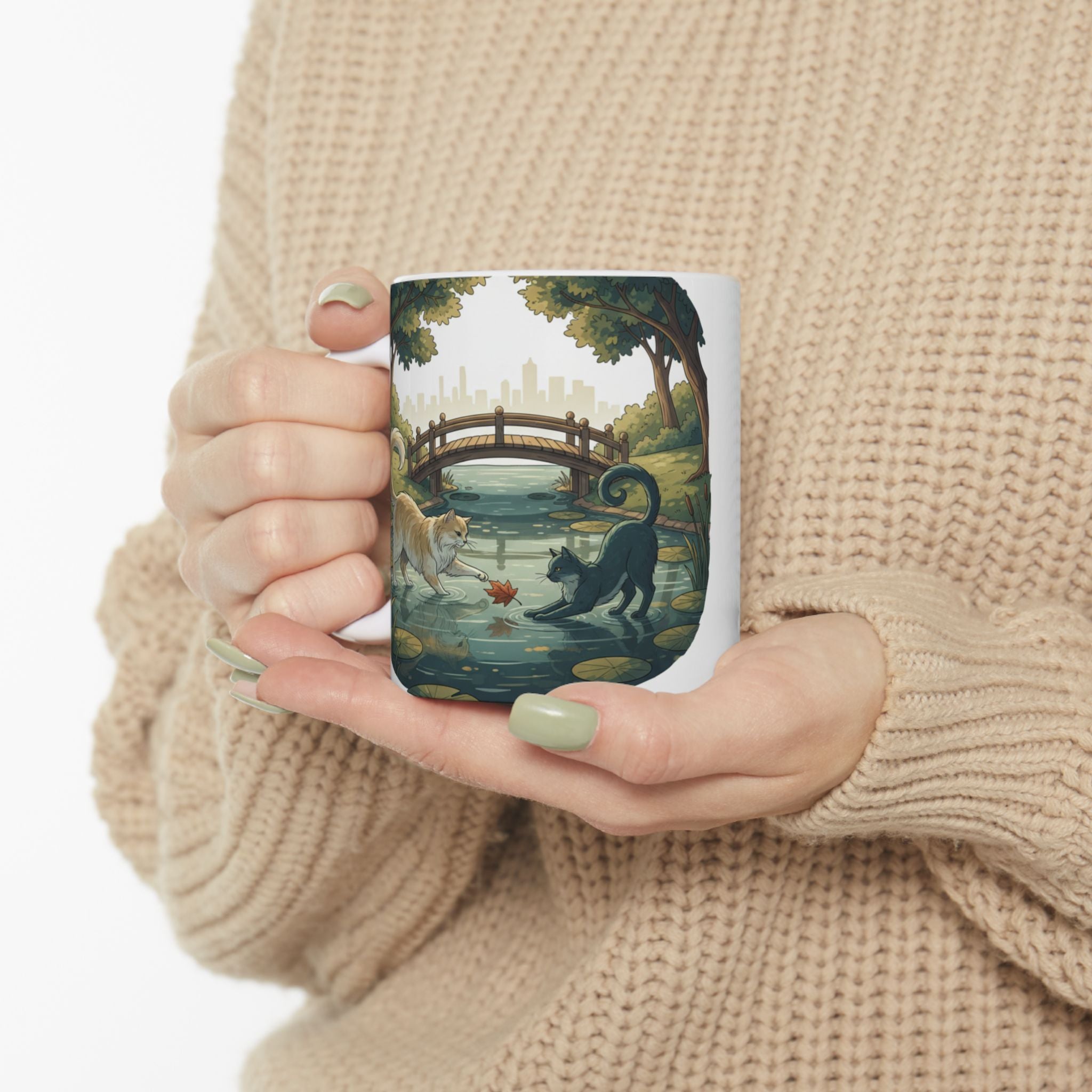 Scenic Cat Park Ceramic Mug — 11oz & 15oz