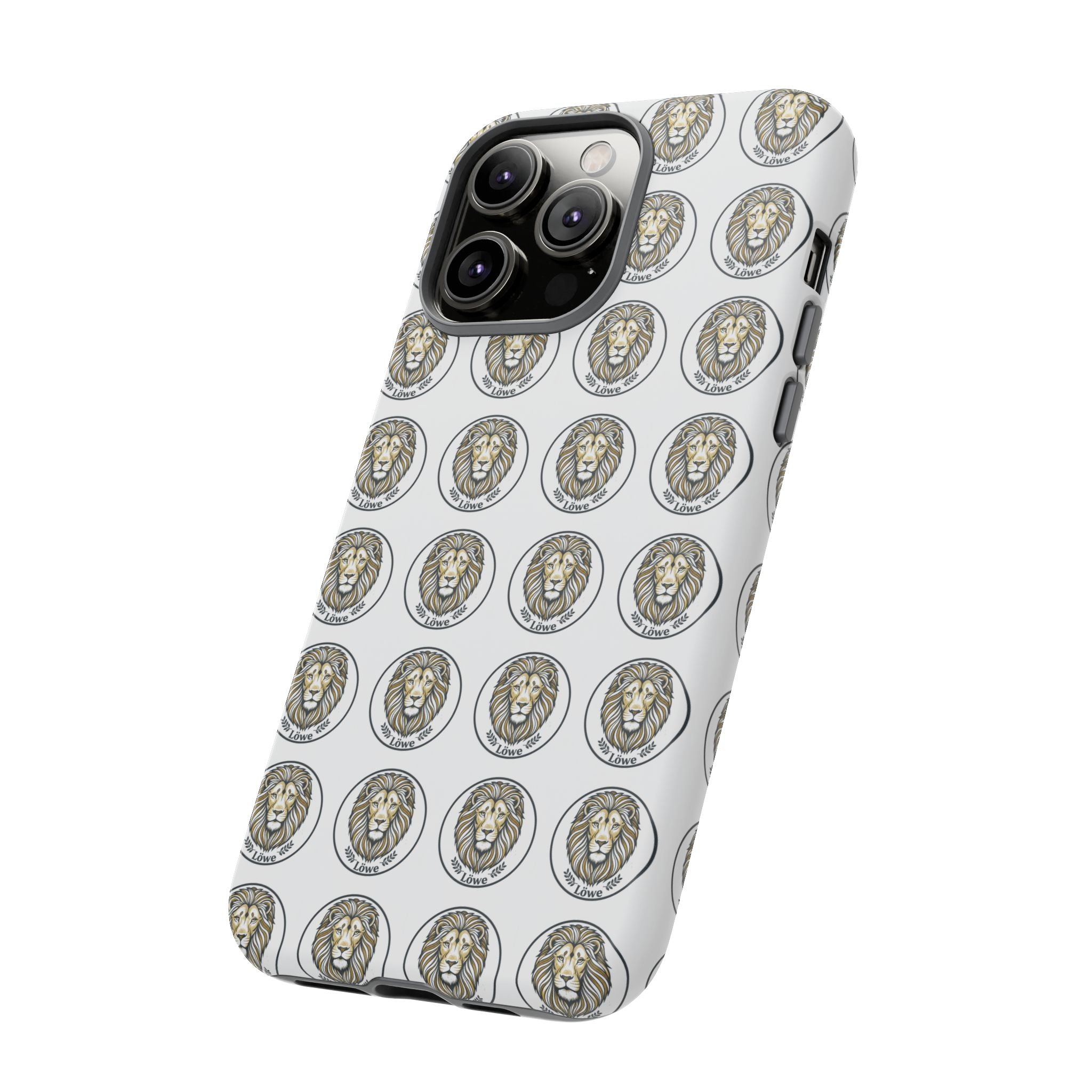Lion Seal Pattern Phone Case — Protective Tough Case with Vintage Heraldic Design