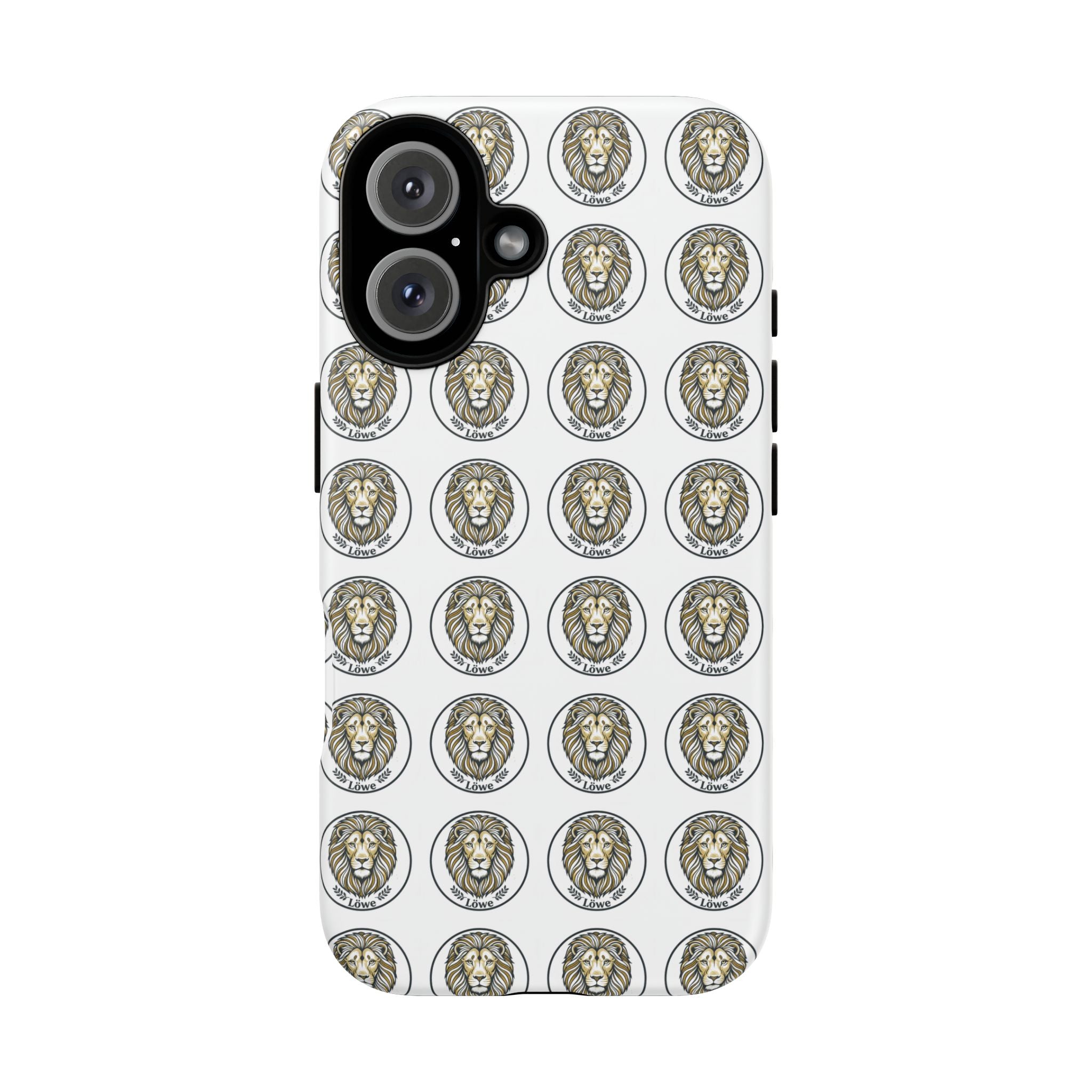 Lion Seal Pattern Phone Case — Protective Tough Case with Vintage Heraldic Design