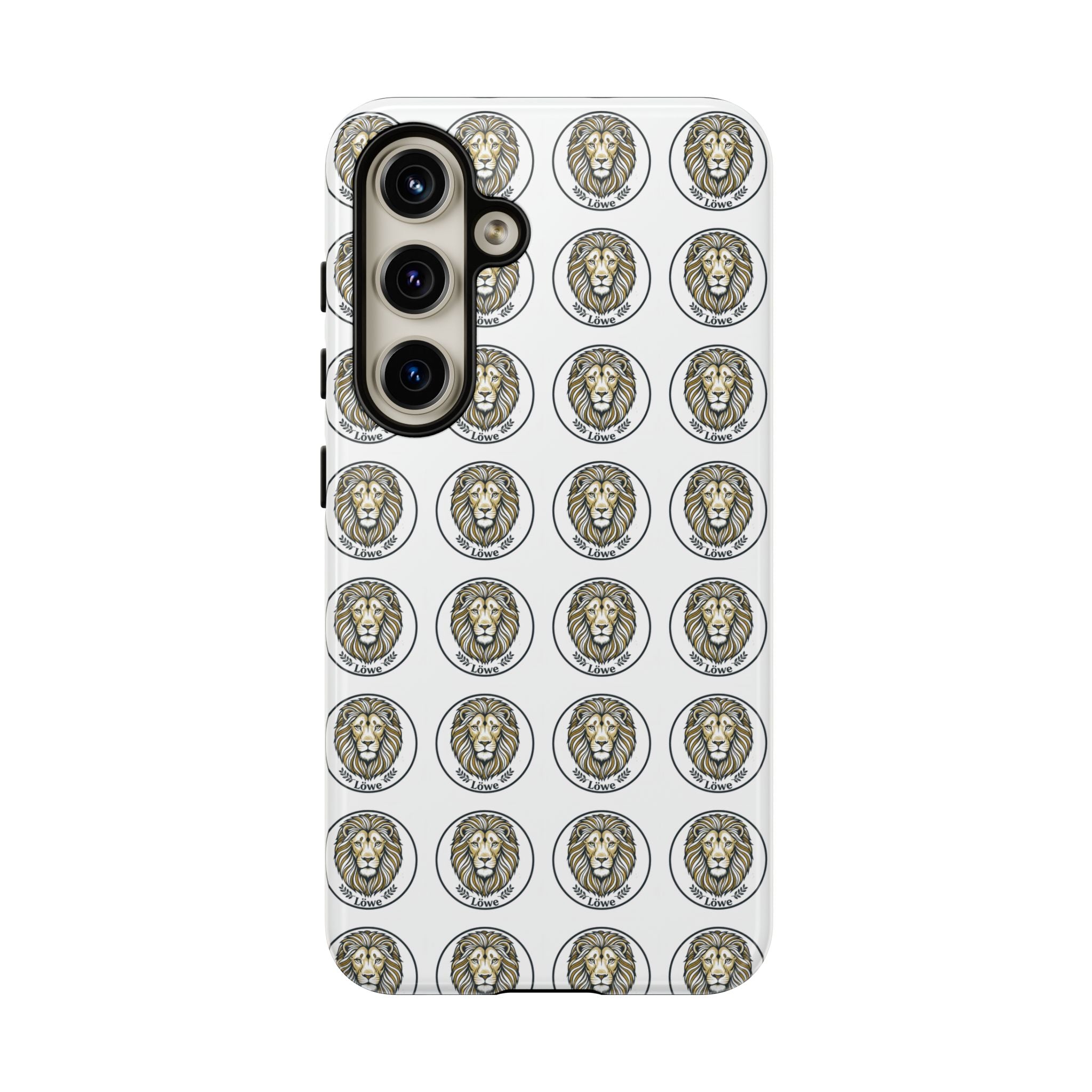 Lion Seal Pattern Phone Case — Protective Tough Case with Vintage Heraldic Design