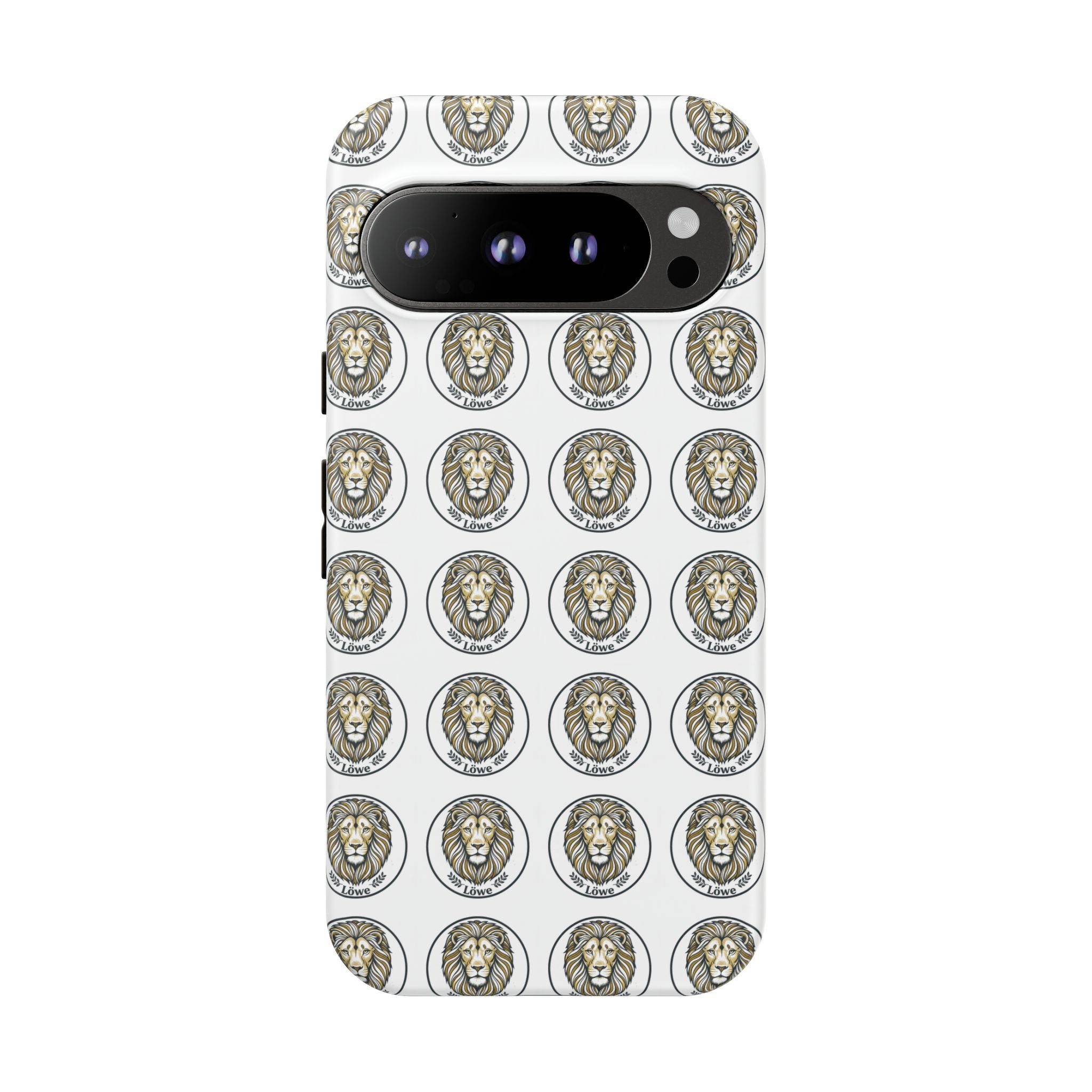 Lion Seal Pattern Phone Case — Protective Tough Case with Vintage Heraldic Design