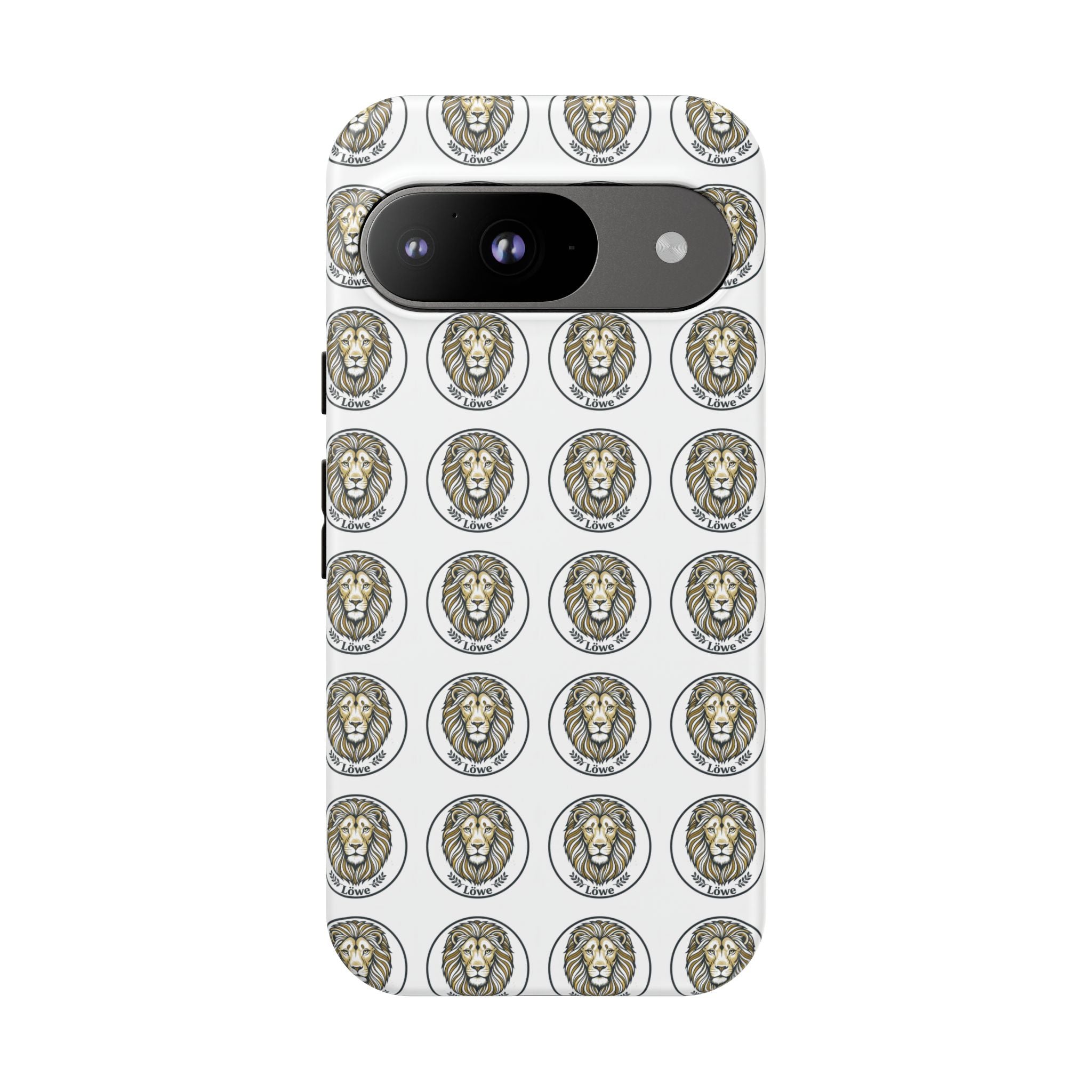 Lion Seal Pattern Phone Case — Protective Tough Case with Vintage Heraldic Design