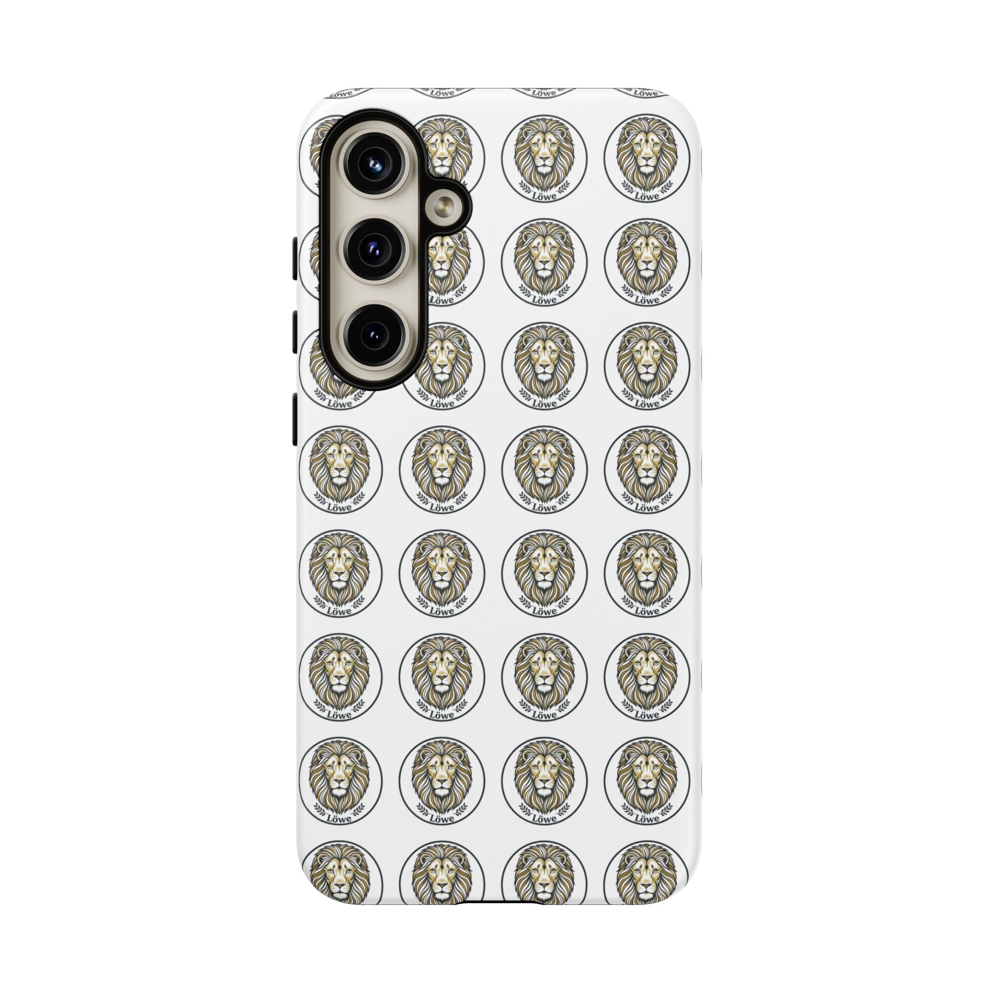 Lion Seal Pattern Phone Case — Protective Tough Case with Vintage Heraldic Design