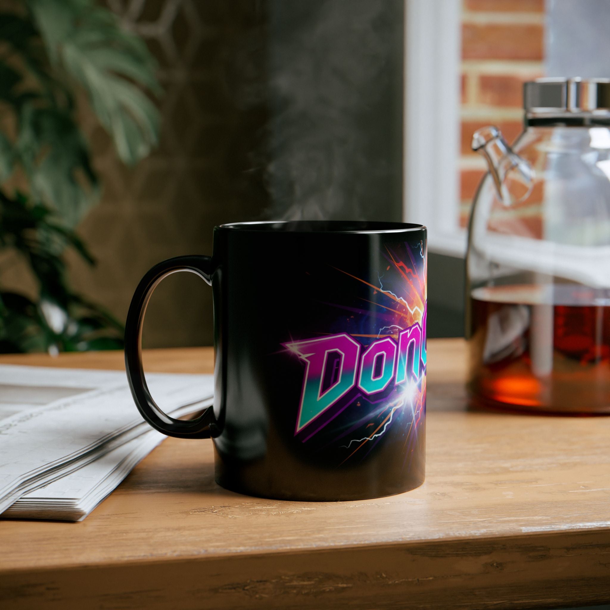 Neon Cryze Black Coffee Mug – Retro 80s Lightning Logo (11oz/15oz)