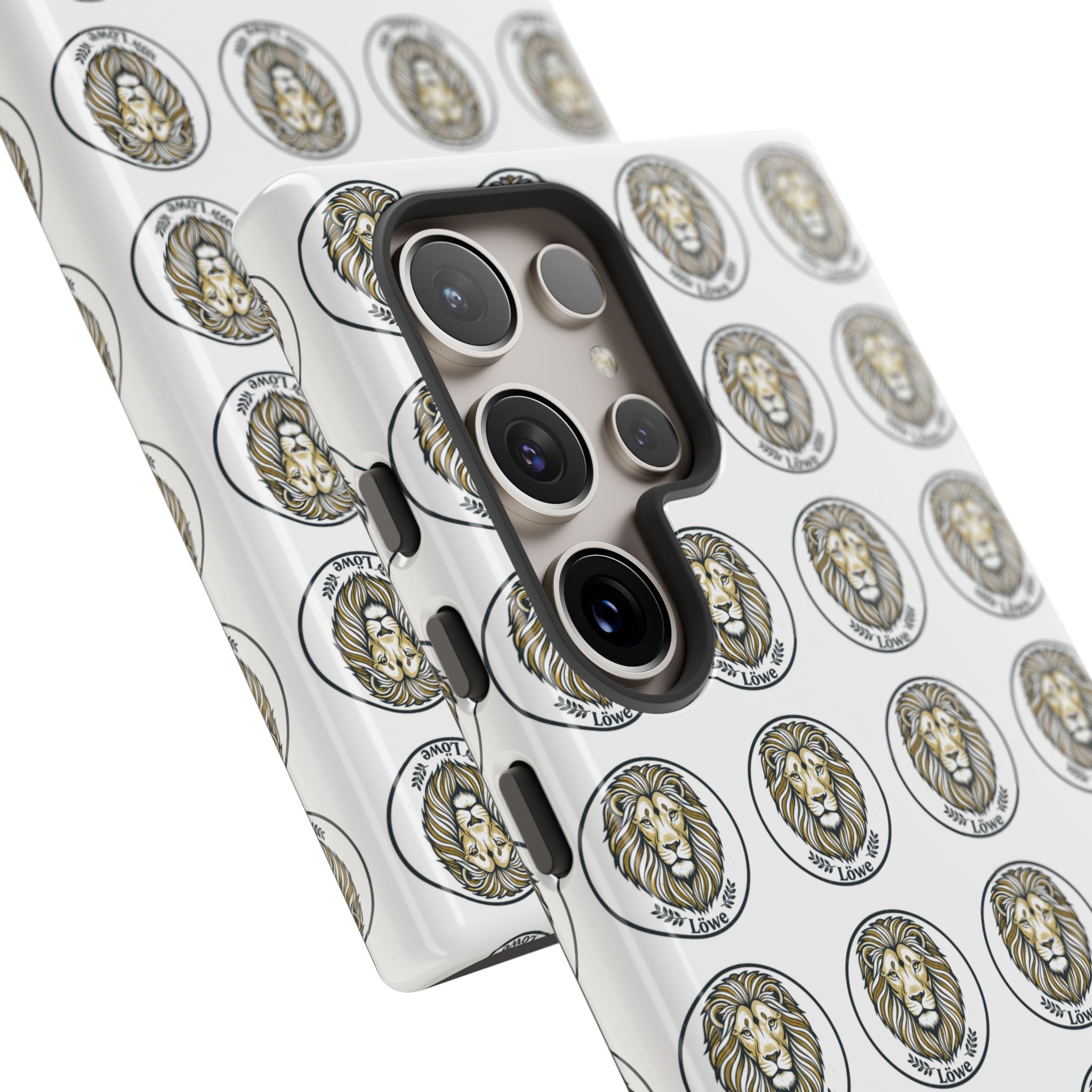 Lion Seal Pattern Phone Case — Protective Tough Case with Vintage Heraldic Design