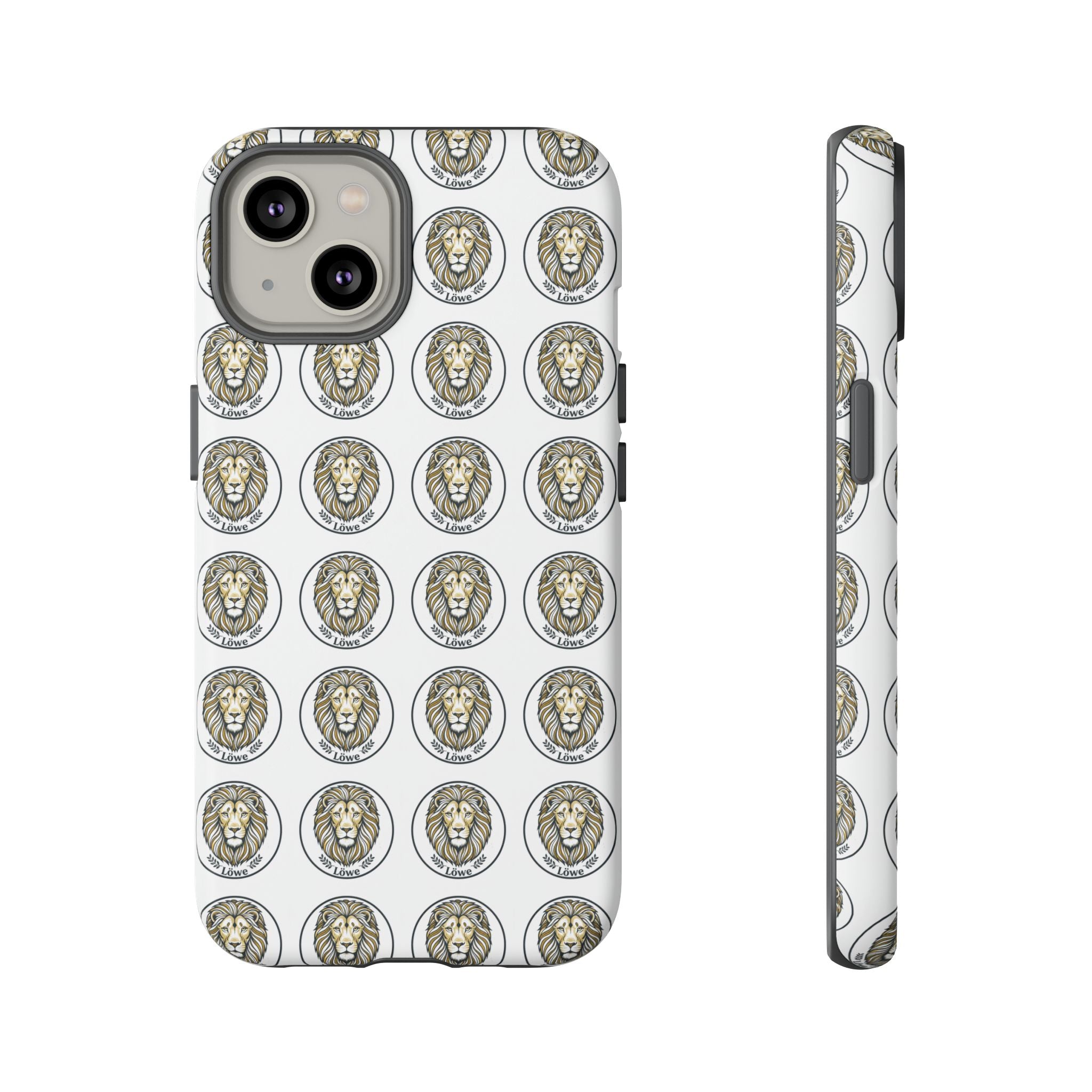 Lion Seal Pattern Phone Case — Protective Tough Case with Vintage Heraldic Design