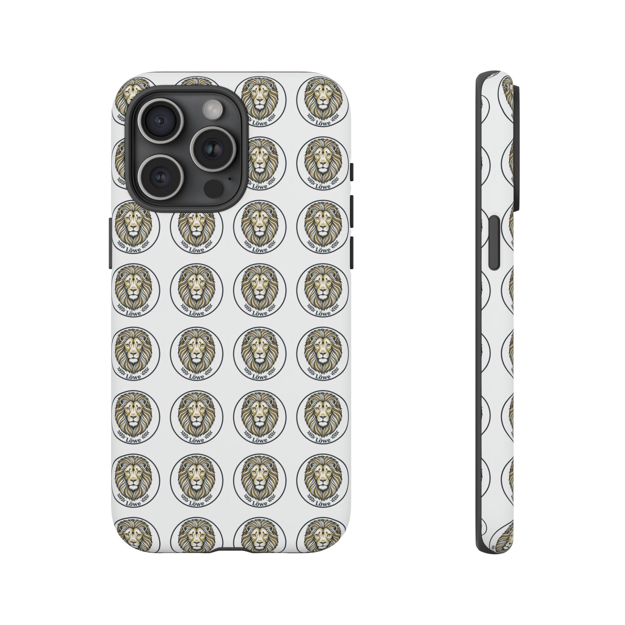 Lion Seal Pattern Phone Case — Protective Tough Case with Vintage Heraldic Design