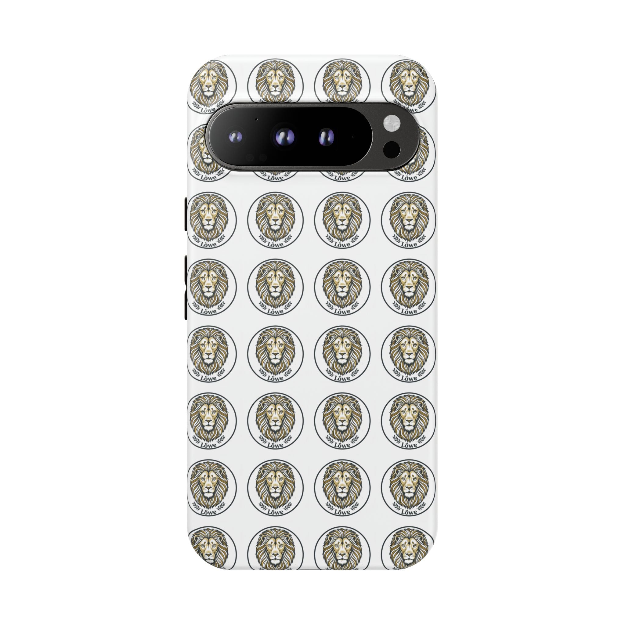 Lion Seal Pattern Phone Case — Protective Tough Case with Vintage Heraldic Design