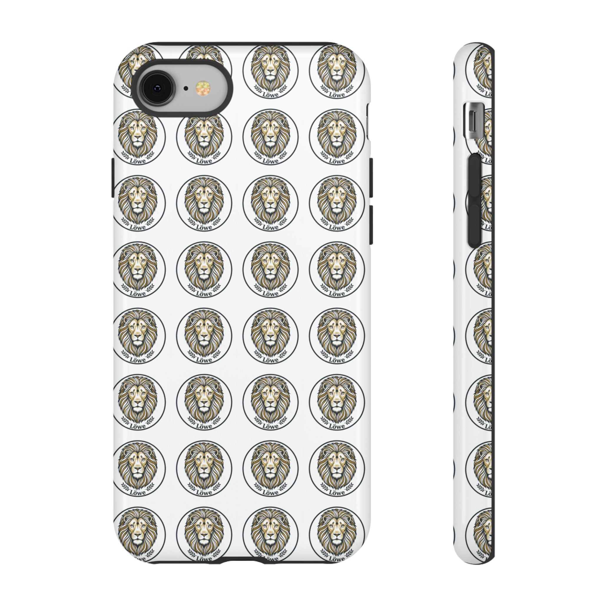 Lion Seal Pattern Phone Case — Protective Tough Case with Vintage Heraldic Design