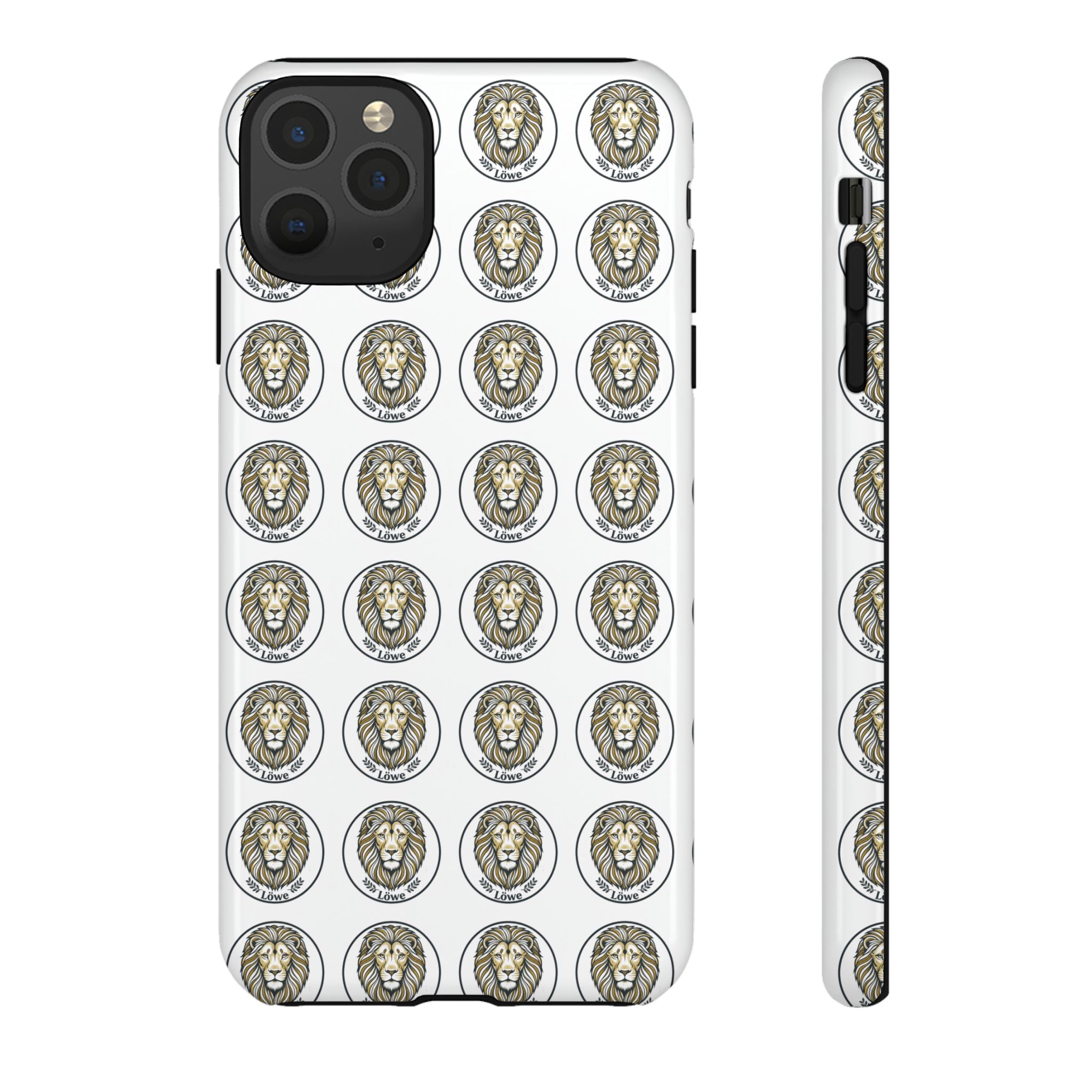 Lion Seal Pattern Phone Case — Protective Tough Case with Vintage Heraldic Design
