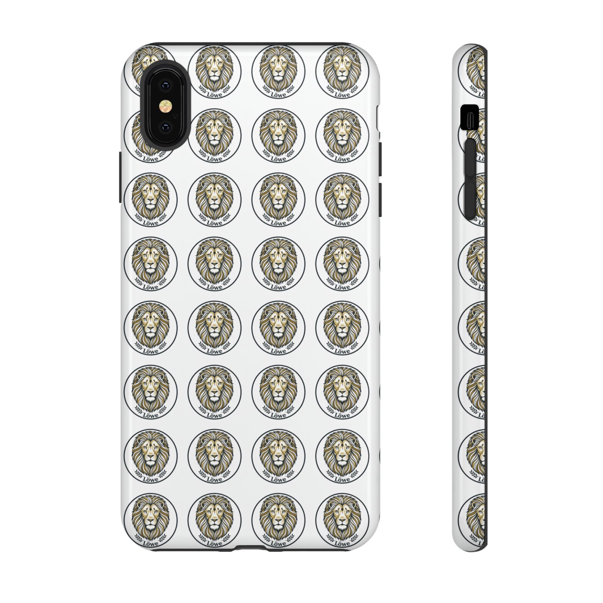 Lion Seal Pattern Phone Case — Protective Tough Case with Vintage Heraldic Design