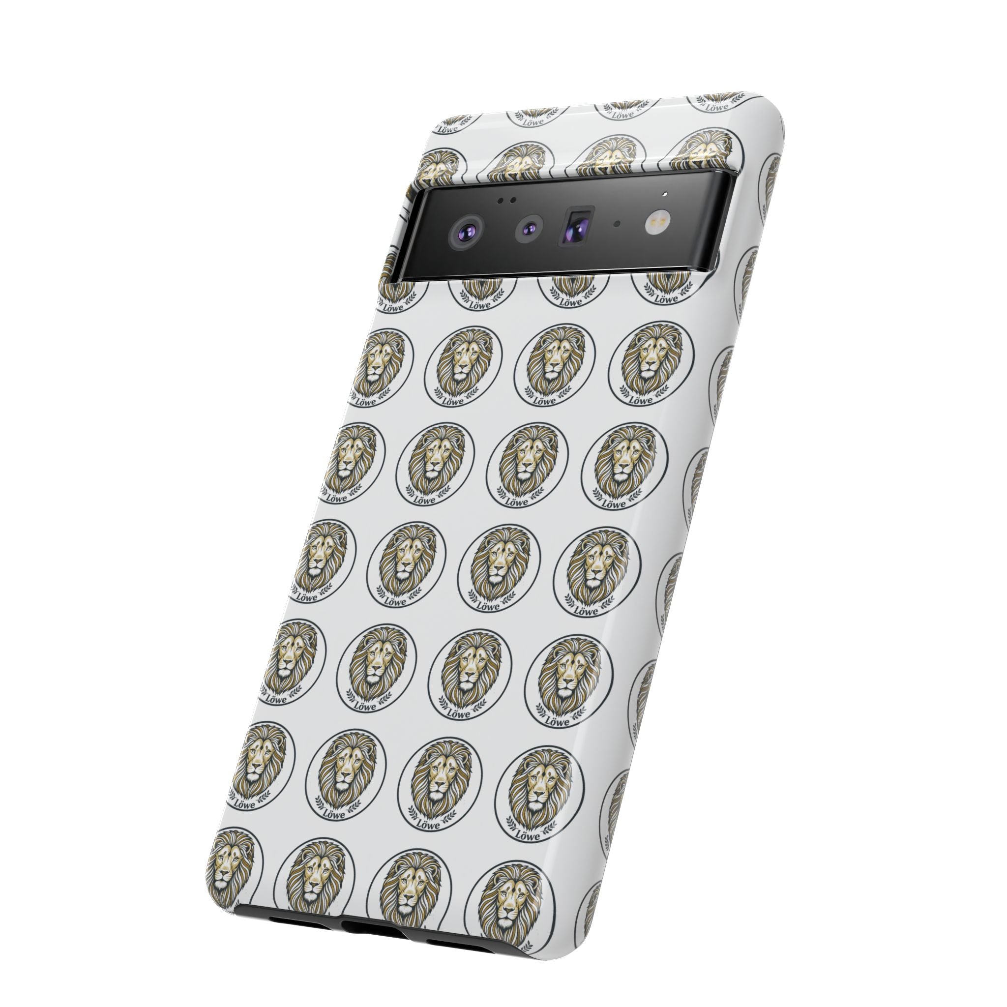 Lion Seal Pattern Phone Case — Protective Tough Case with Vintage Heraldic Design