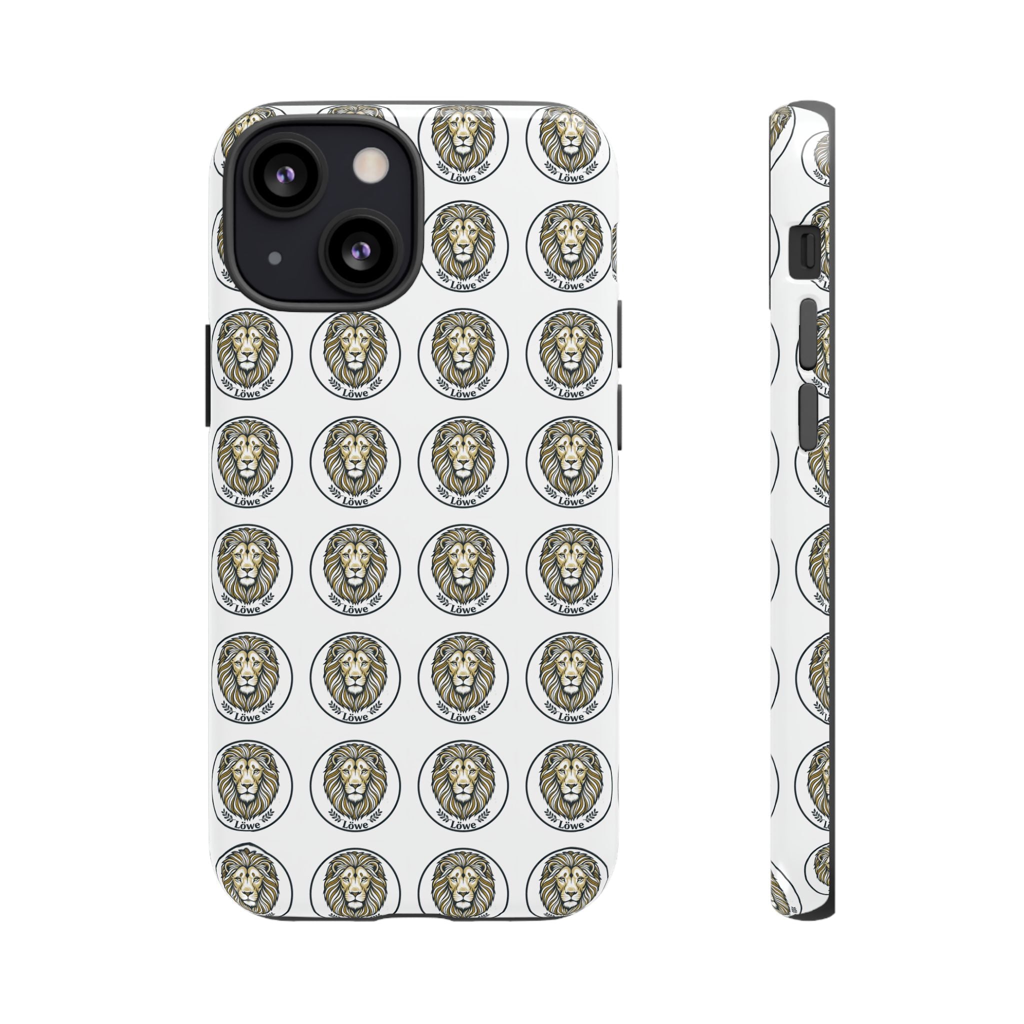 Lion Seal Pattern Phone Case — Protective Tough Case with Vintage Heraldic Design