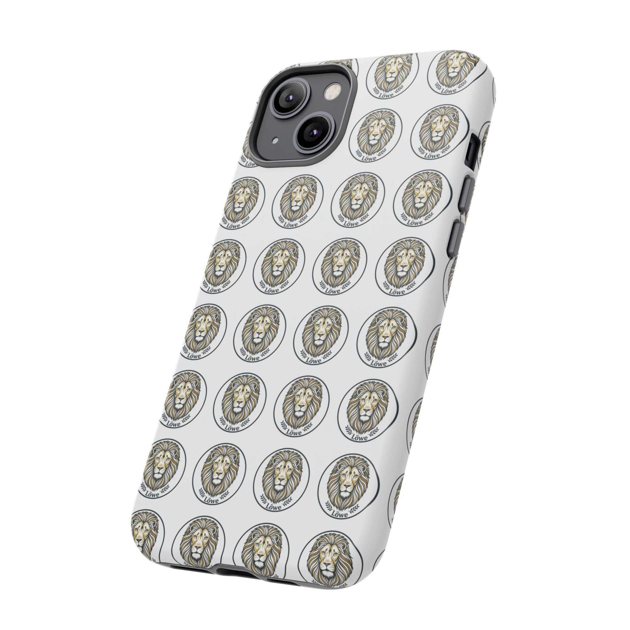Lion Seal Pattern Phone Case — Protective Tough Case with Vintage Heraldic Design