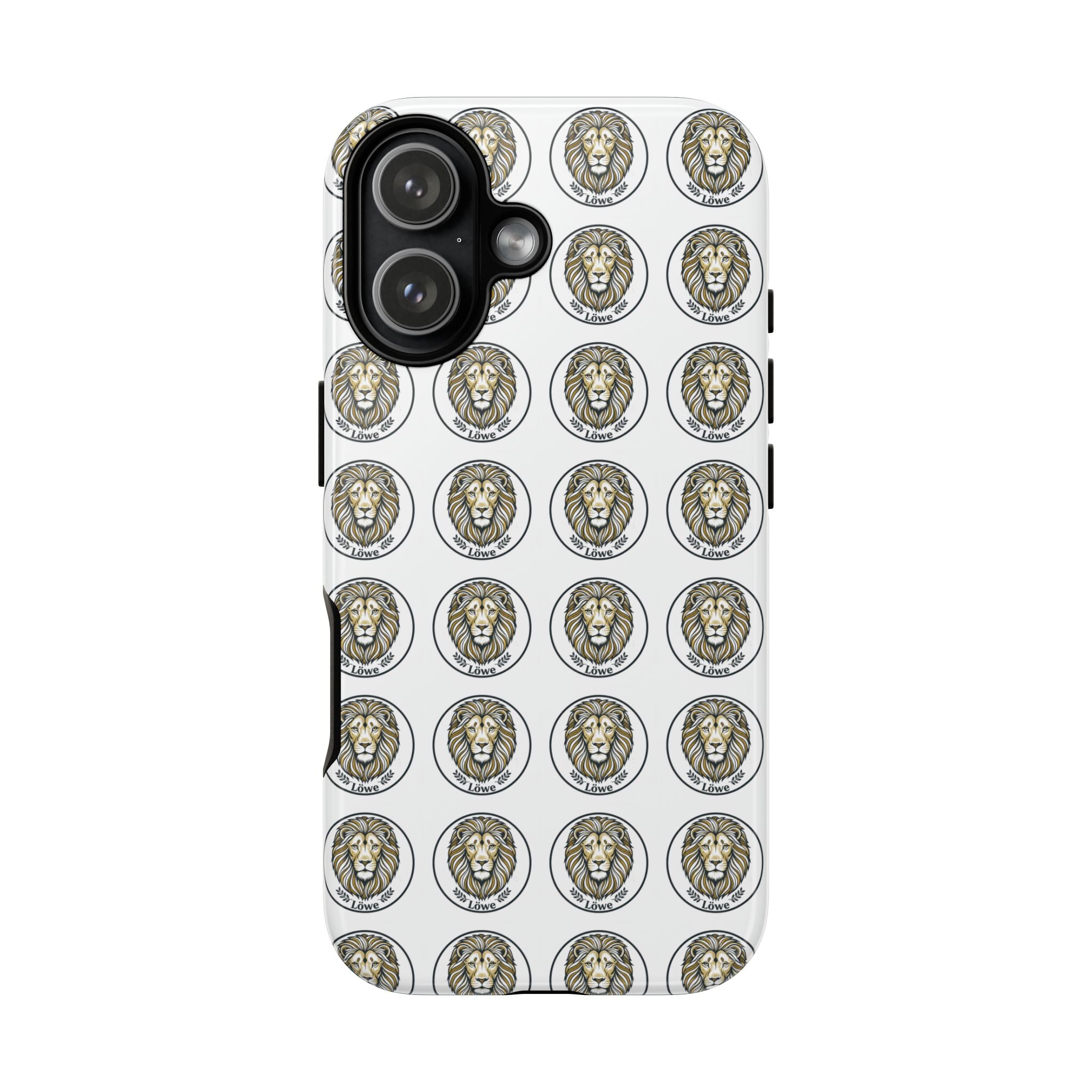 Lion Seal Pattern Phone Case — Protective Tough Case with Vintage Heraldic Design