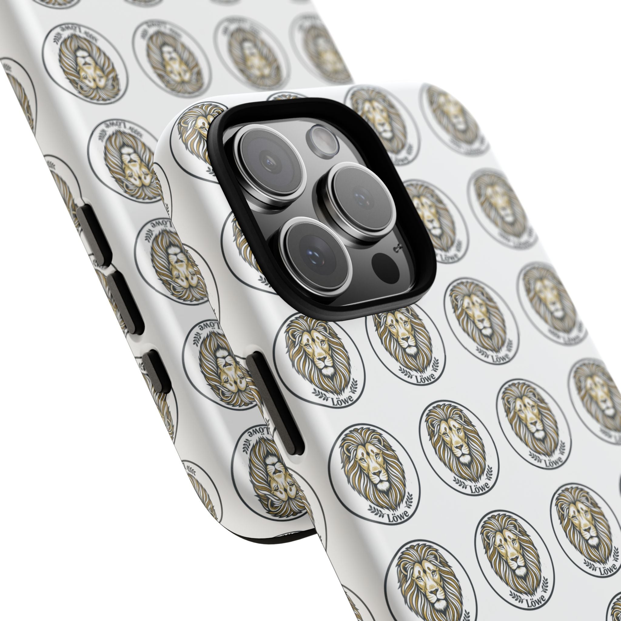 Lion Seal Pattern Phone Case — Protective Tough Case with Vintage Heraldic Design