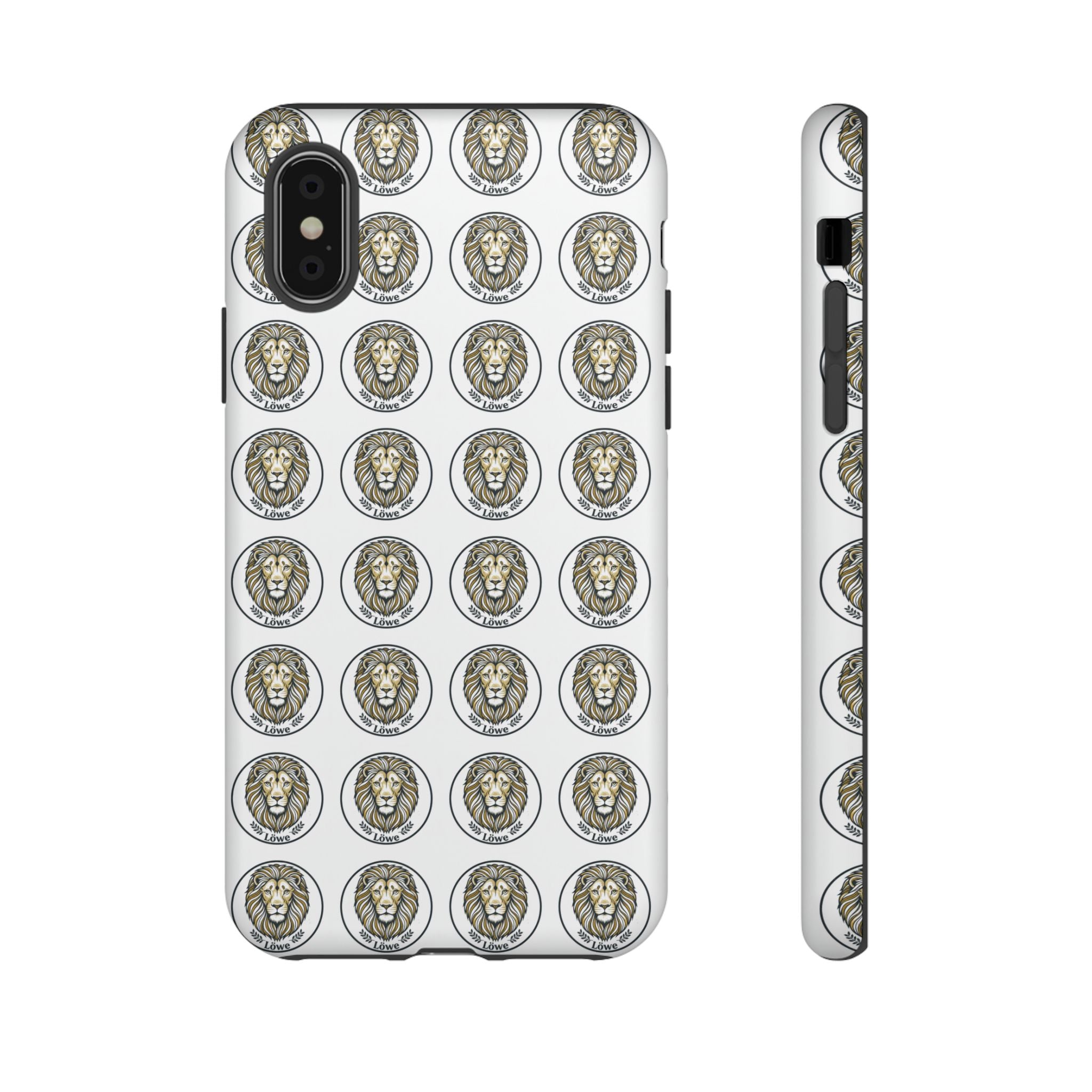 Lion Seal Pattern Phone Case — Protective Tough Case with Vintage Heraldic Design