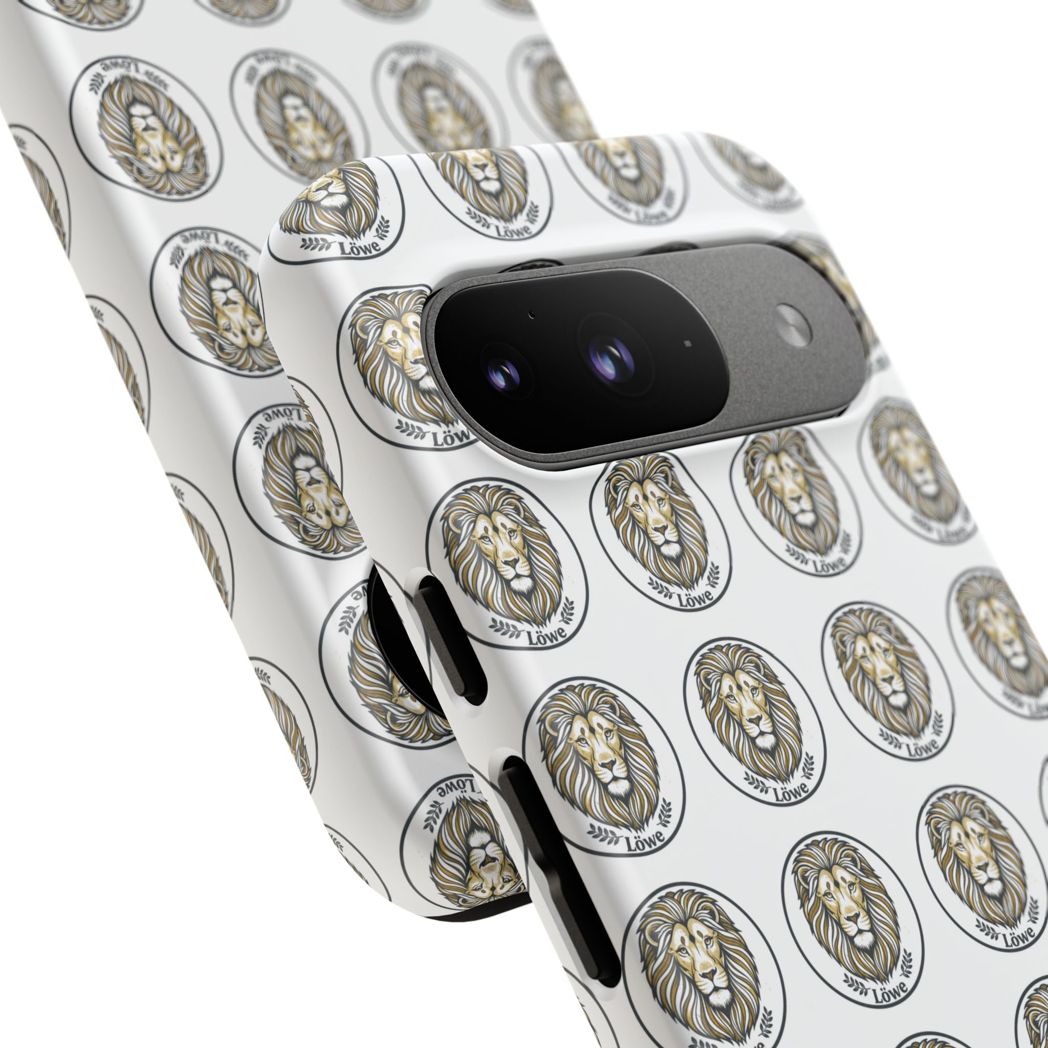 Lion Seal Pattern Phone Case — Protective Tough Case with Vintage Heraldic Design