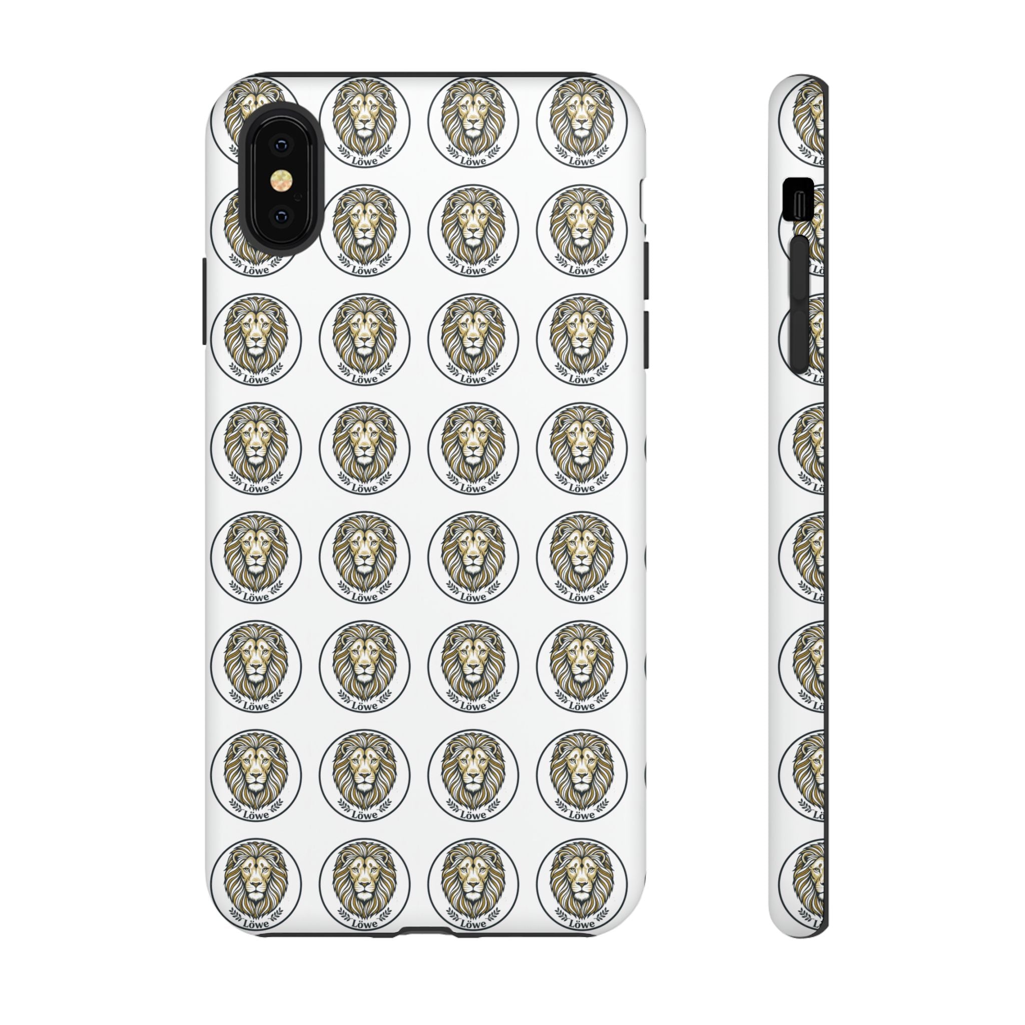 Lion Seal Pattern Phone Case — Protective Tough Case with Vintage Heraldic Design