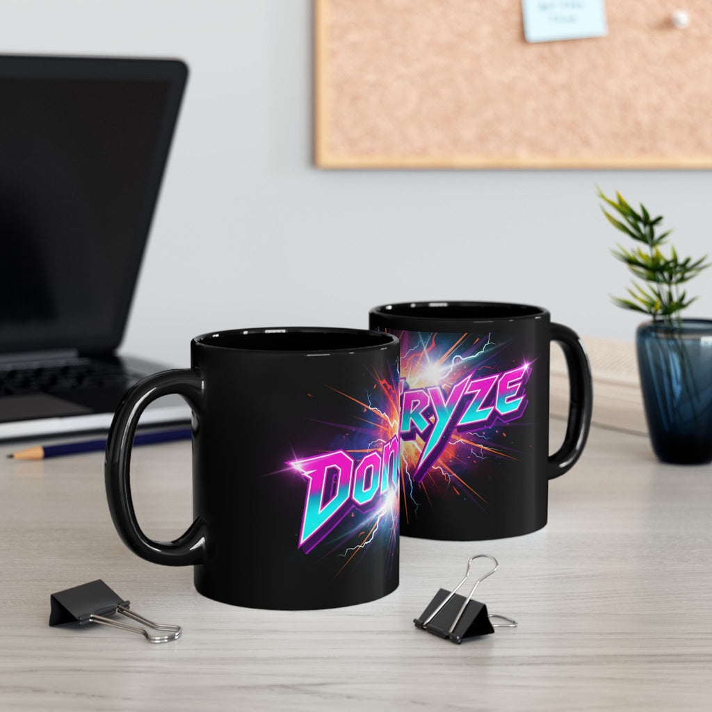 Neon Cryze Black Coffee Mug – Retro 80s Lightning Logo (11oz/15oz)
