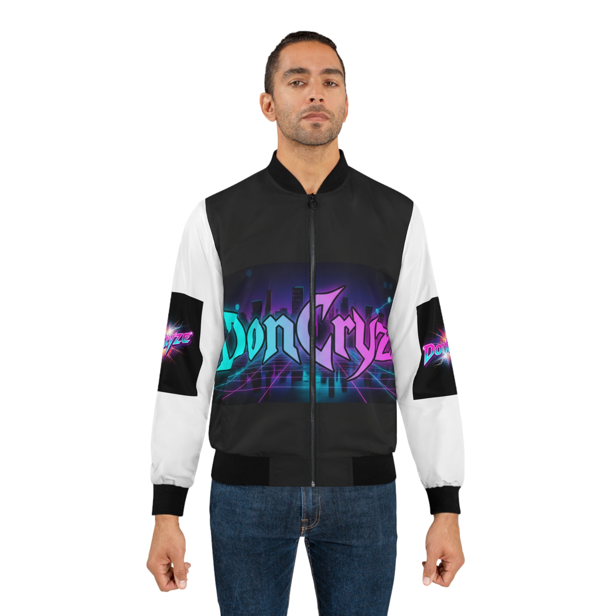 Retro Neon 'DonCryze' Bomber Jacket — 80s Vaporwave Streetwear