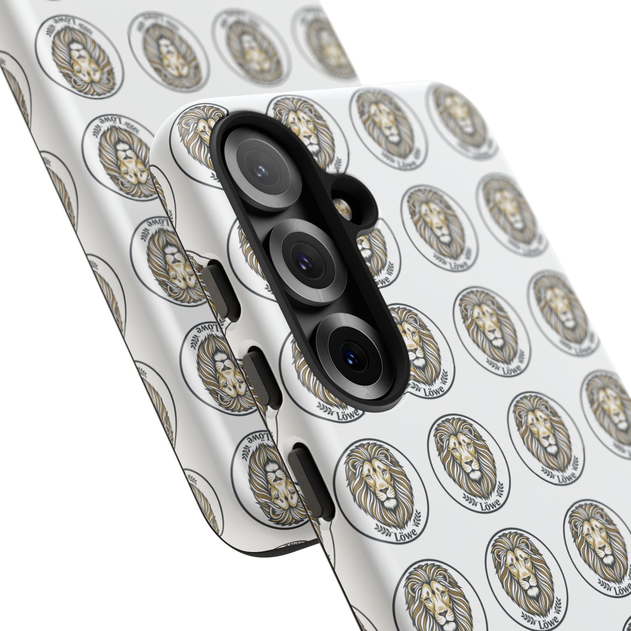 Lion Seal Pattern Phone Case — Protective Tough Case with Vintage Heraldic Design