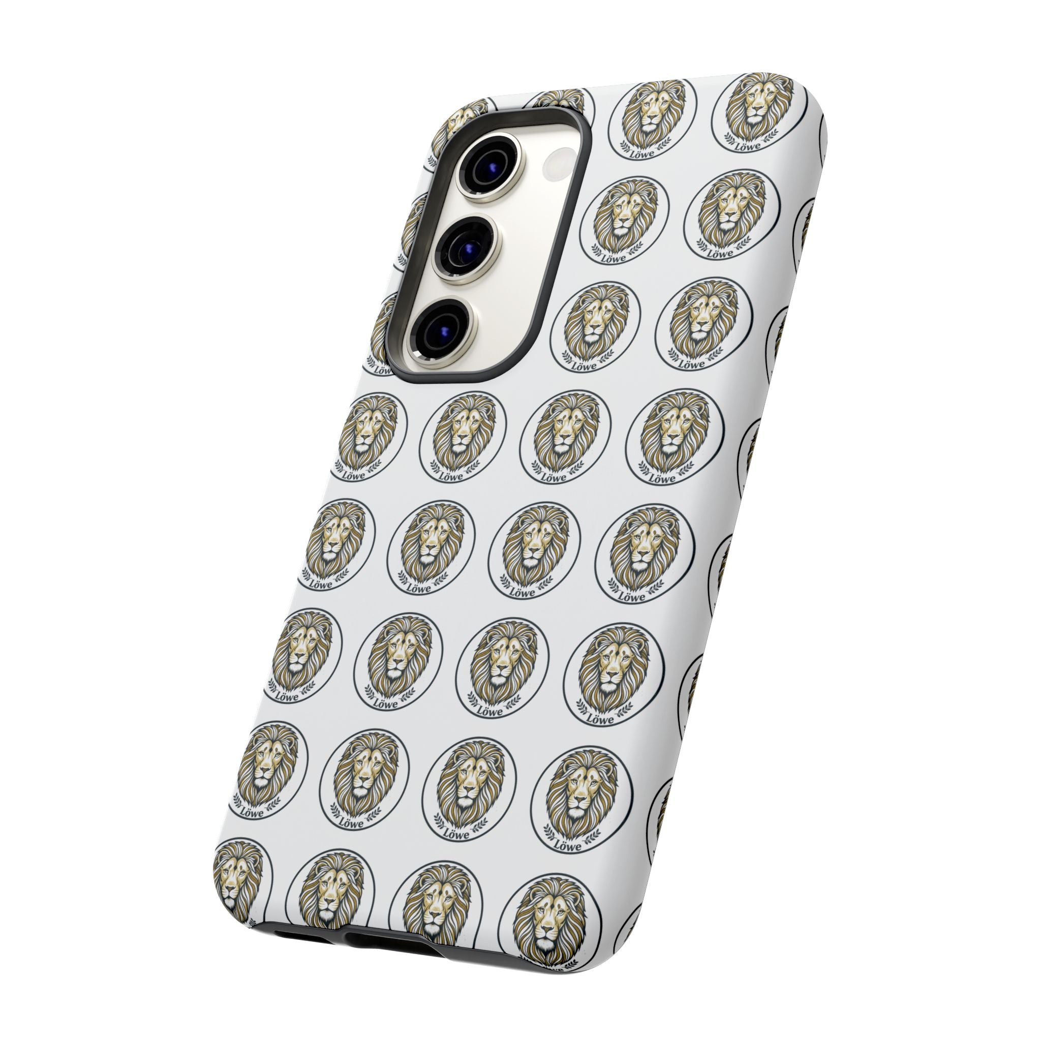 Lion Seal Pattern Phone Case — Protective Tough Case with Vintage Heraldic Design
