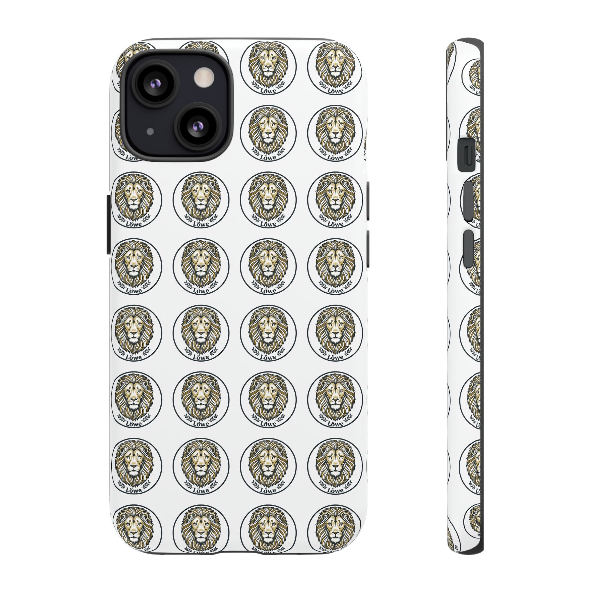 Lion Seal Pattern Phone Case — Protective Tough Case with Vintage Heraldic Design