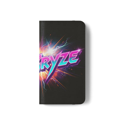 DonCryze Retro Lightning Flip Phone Case — Neon 80s Wallet Cover