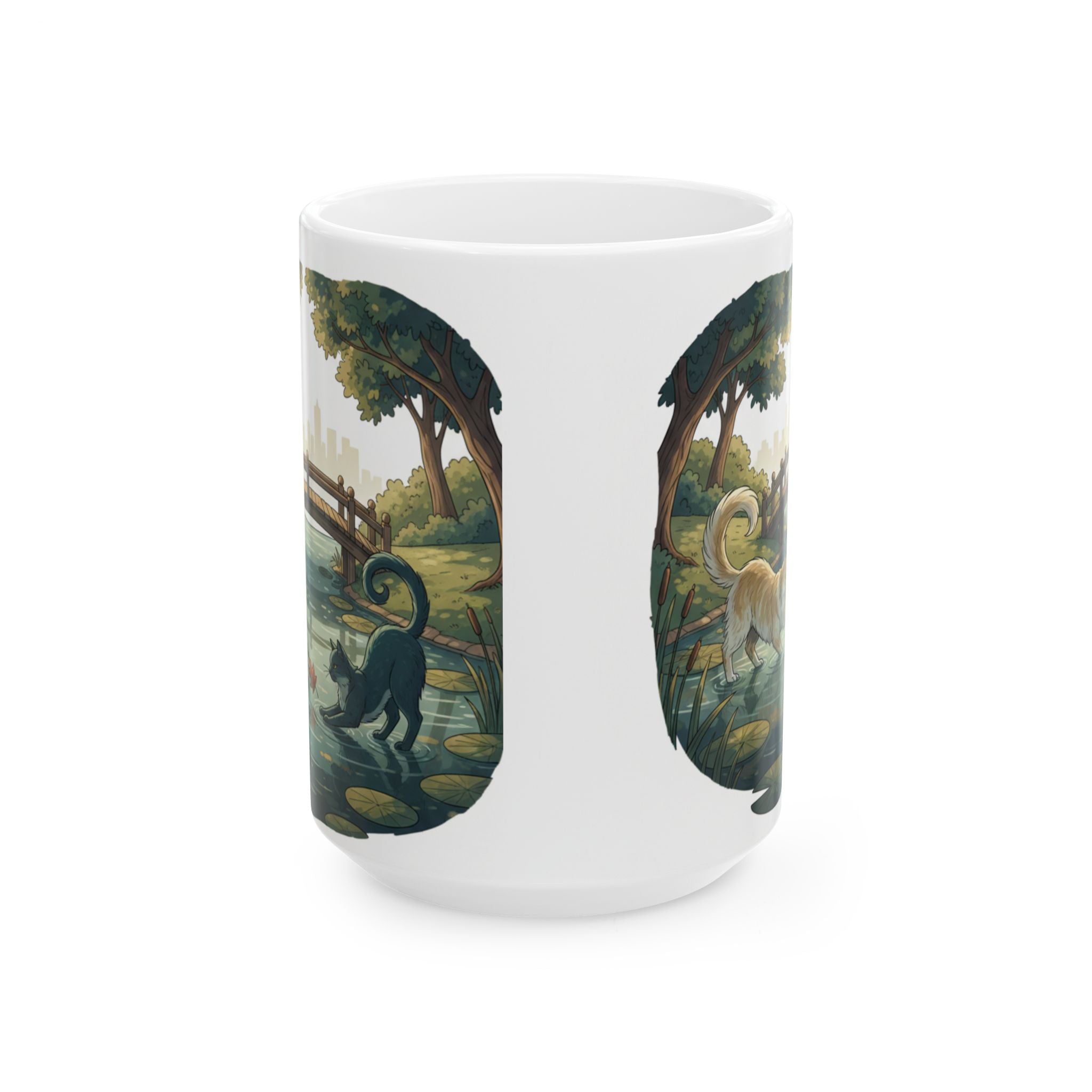 Scenic Cat Park Ceramic Mug — 11oz & 15oz