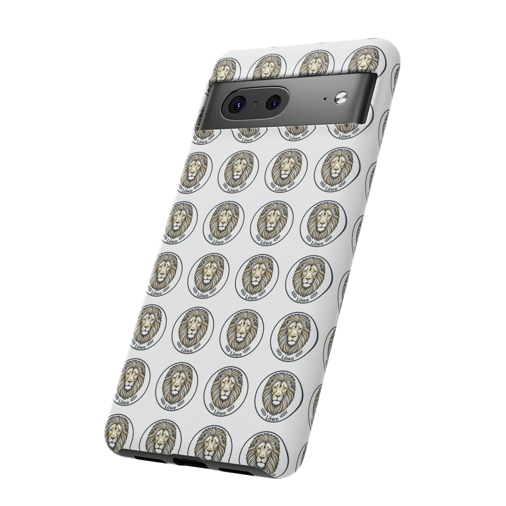 Lion Seal Pattern Phone Case — Protective Tough Case with Vintage Heraldic Design