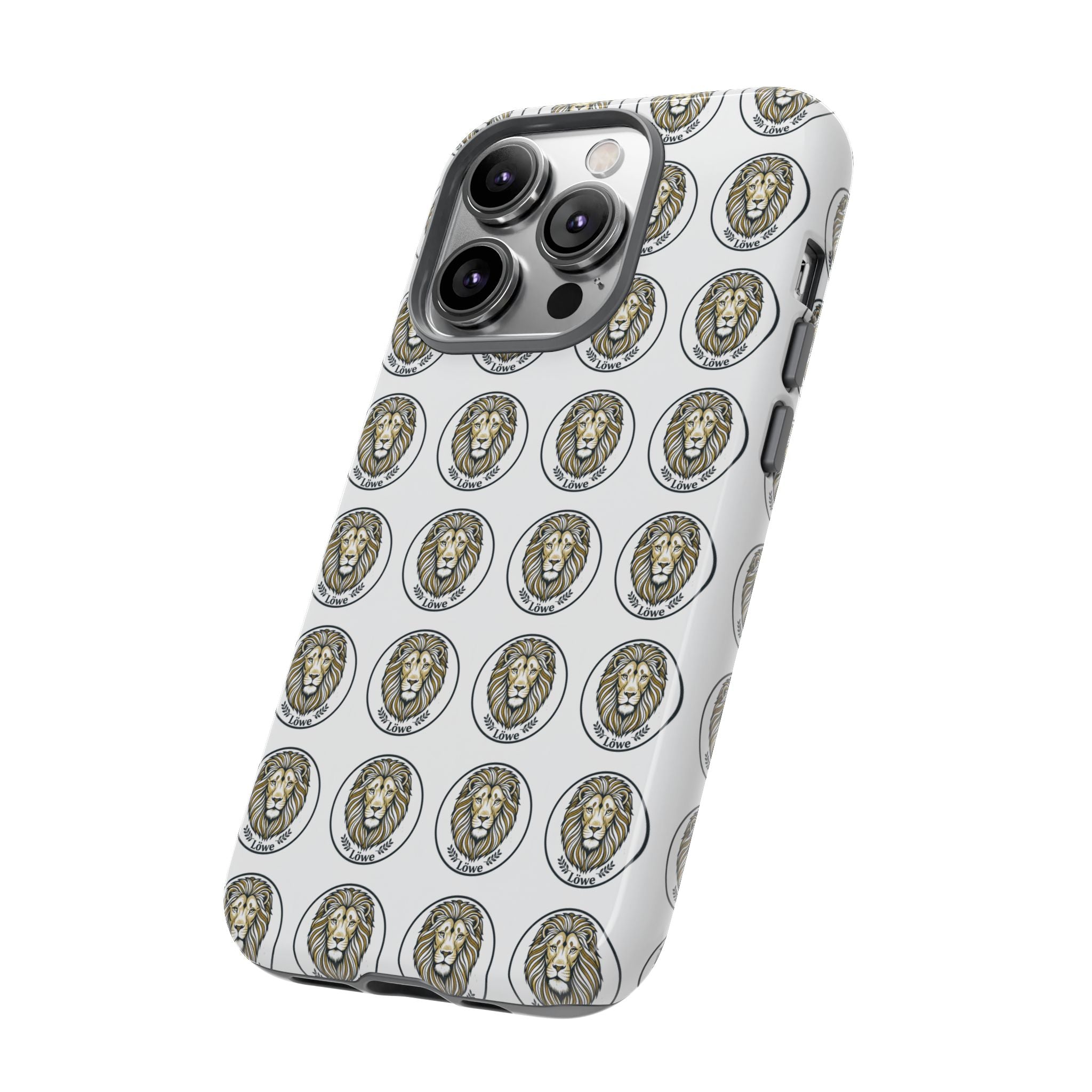 Lion Seal Pattern Phone Case — Protective Tough Case with Vintage Heraldic Design