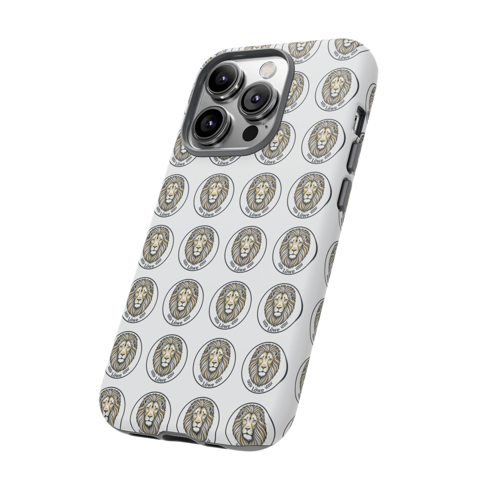 Lion Seal Pattern Phone Case — Protective Tough Case with Vintage Heraldic Design