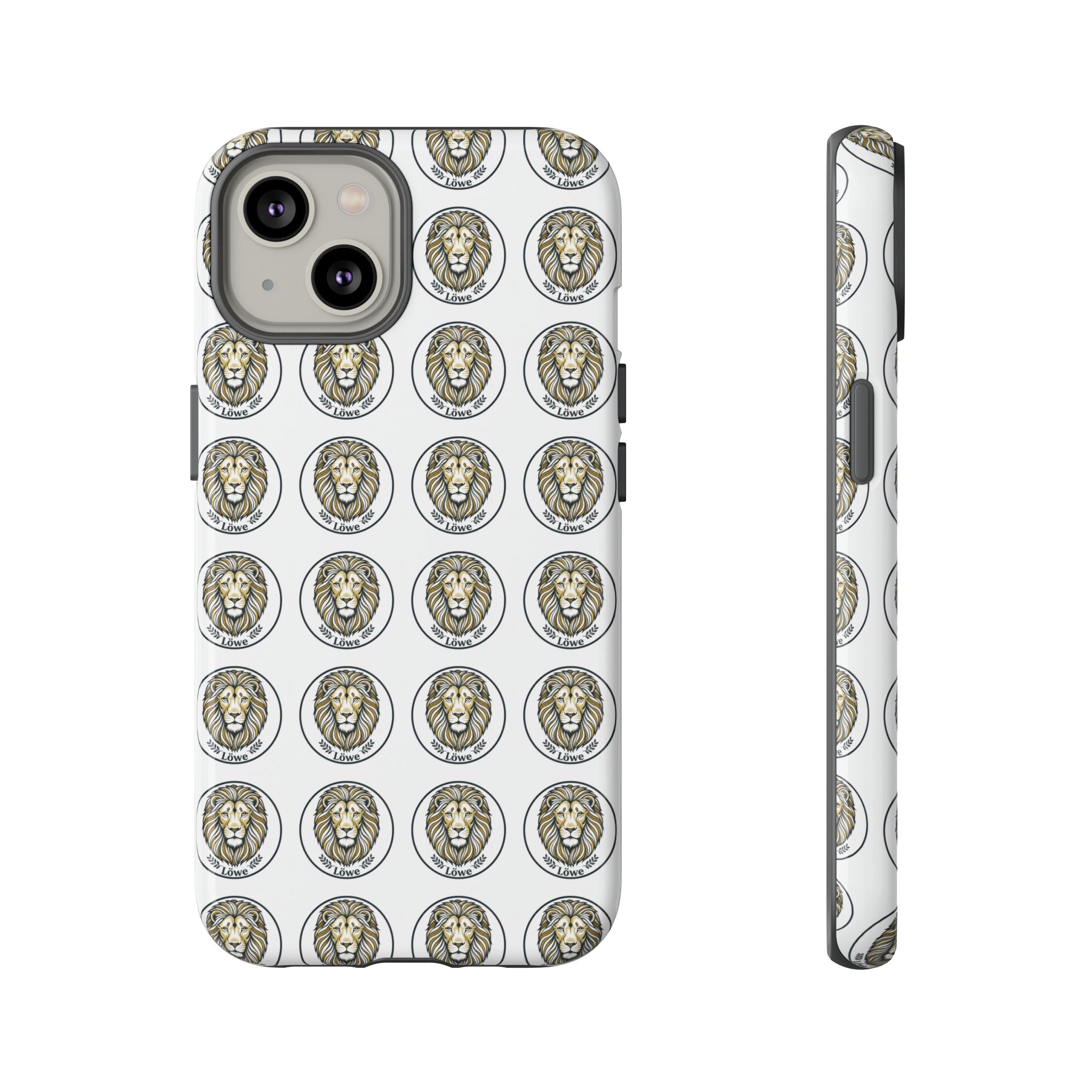 Lion Seal Pattern Phone Case — Protective Tough Case with Vintage Heraldic Design