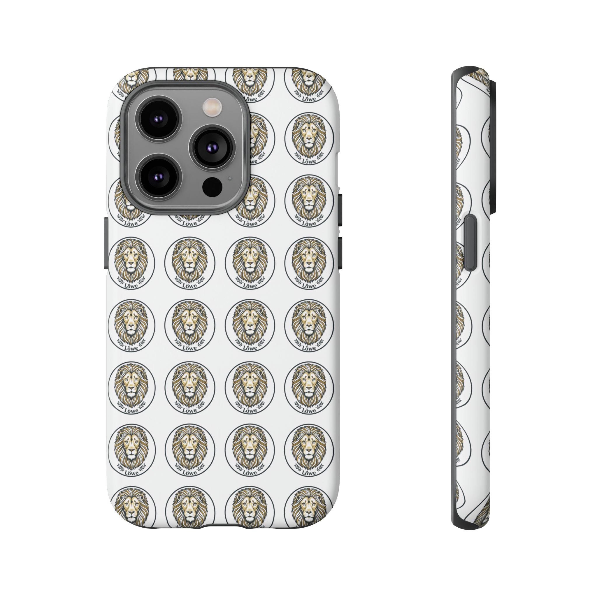 Lion Seal Pattern Phone Case — Protective Tough Case with Vintage Heraldic Design