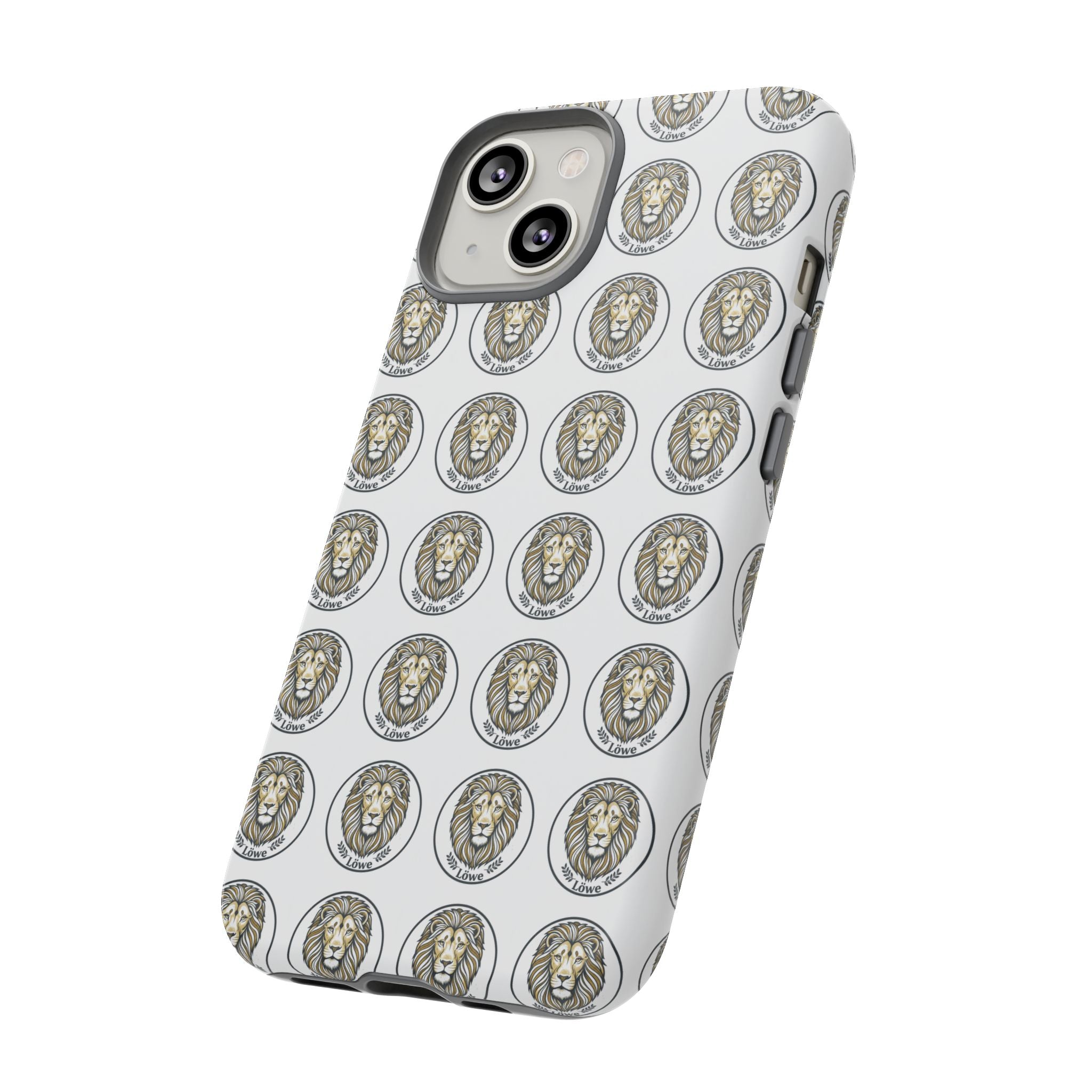 Lion Seal Pattern Phone Case — Protective Tough Case with Vintage Heraldic Design